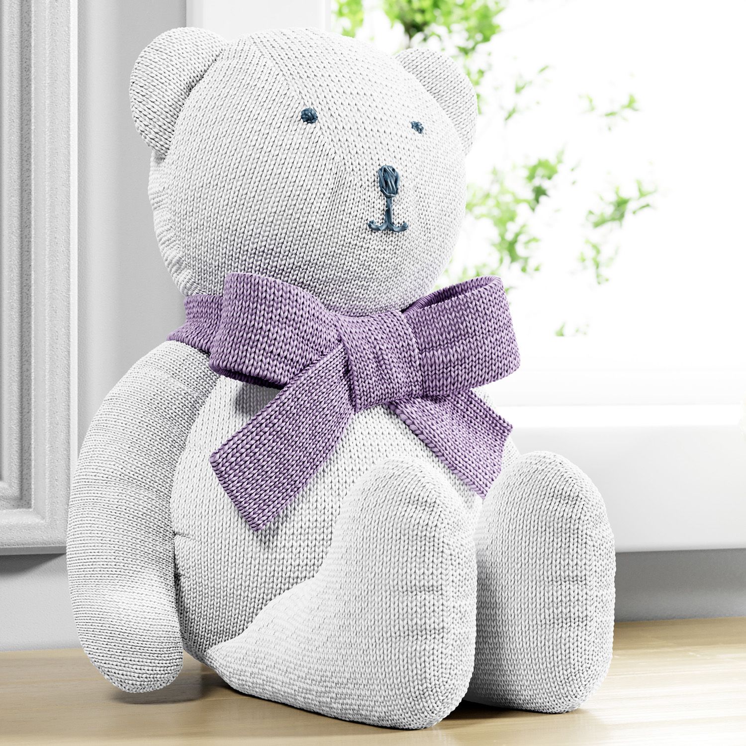 Ursinho Tricot com Laço Bege 42cm