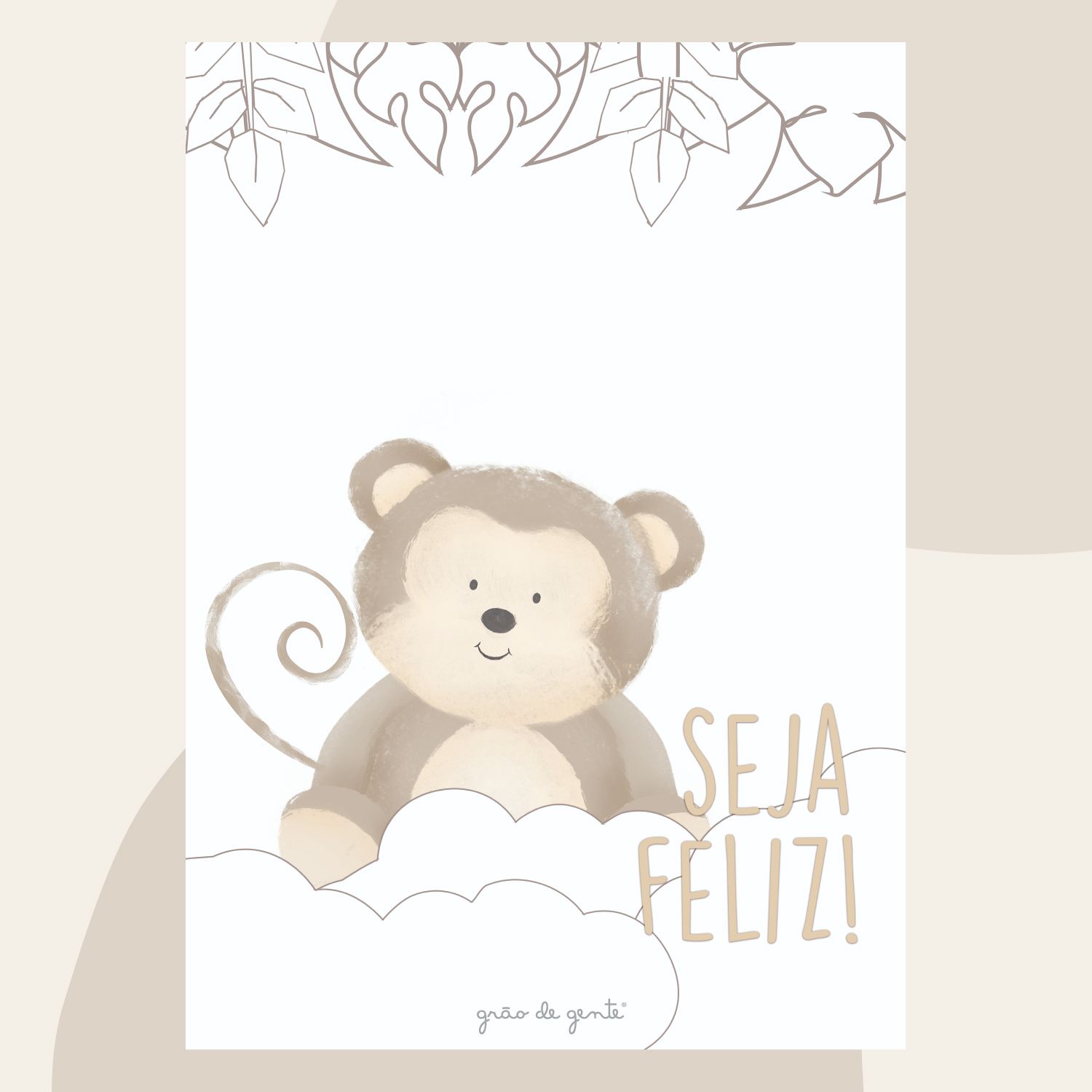 Kit Pôster Adesivo Safári Aquarela 5 Peças