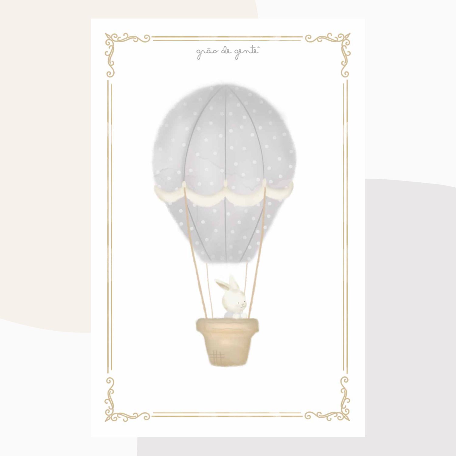 Kit Pôster Adesivo Balões Ursinho Cinza 4 peças