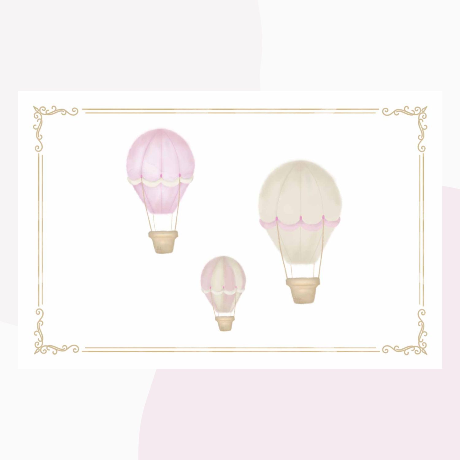 Kit Pôster Adesivo Balões Ursinha Rosa 4 peças