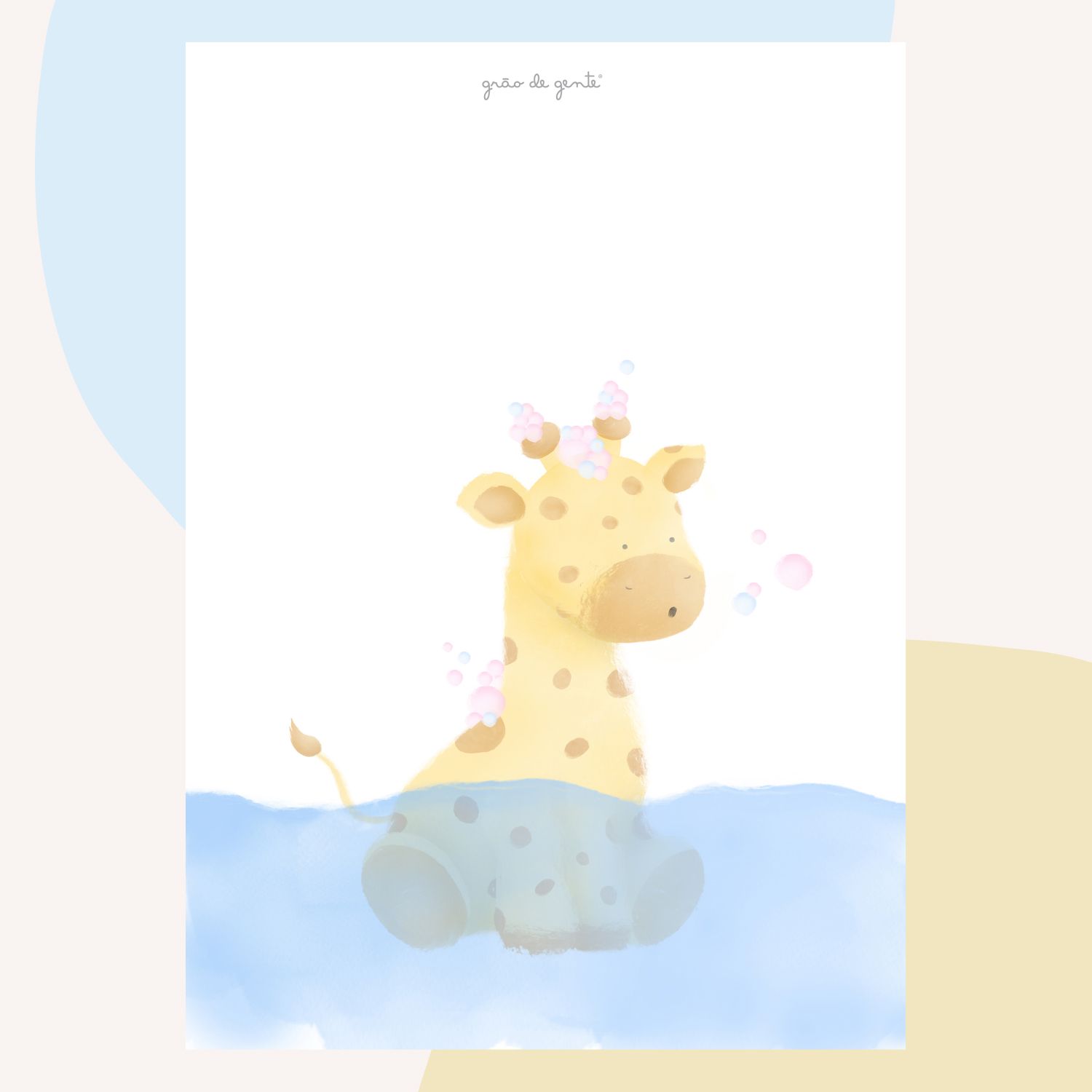 Kit Pôster Adesivo Amiguinhos Safári no Banho 5 peças