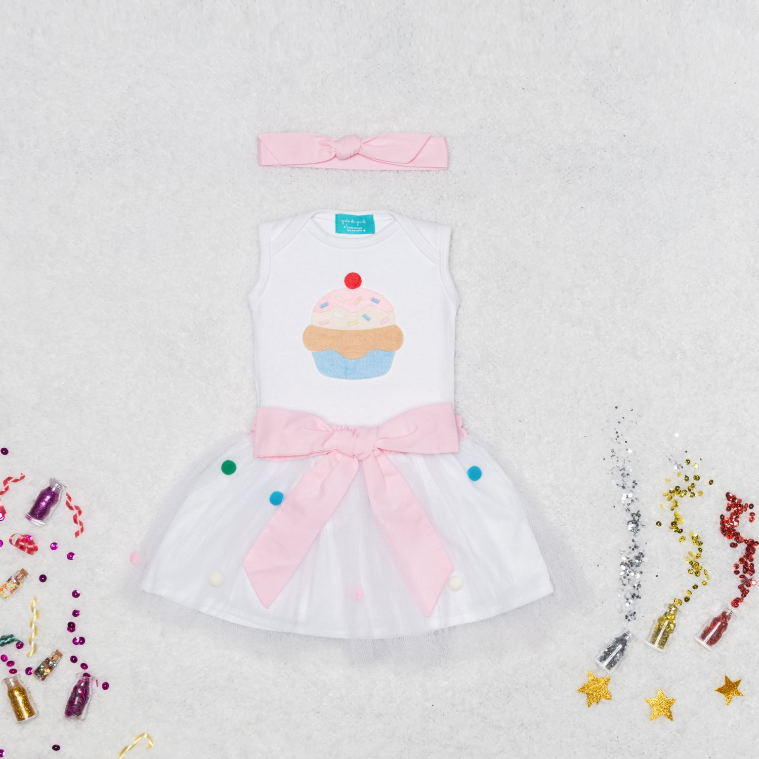 Fantasia Cupcake Bebê 3 Peças