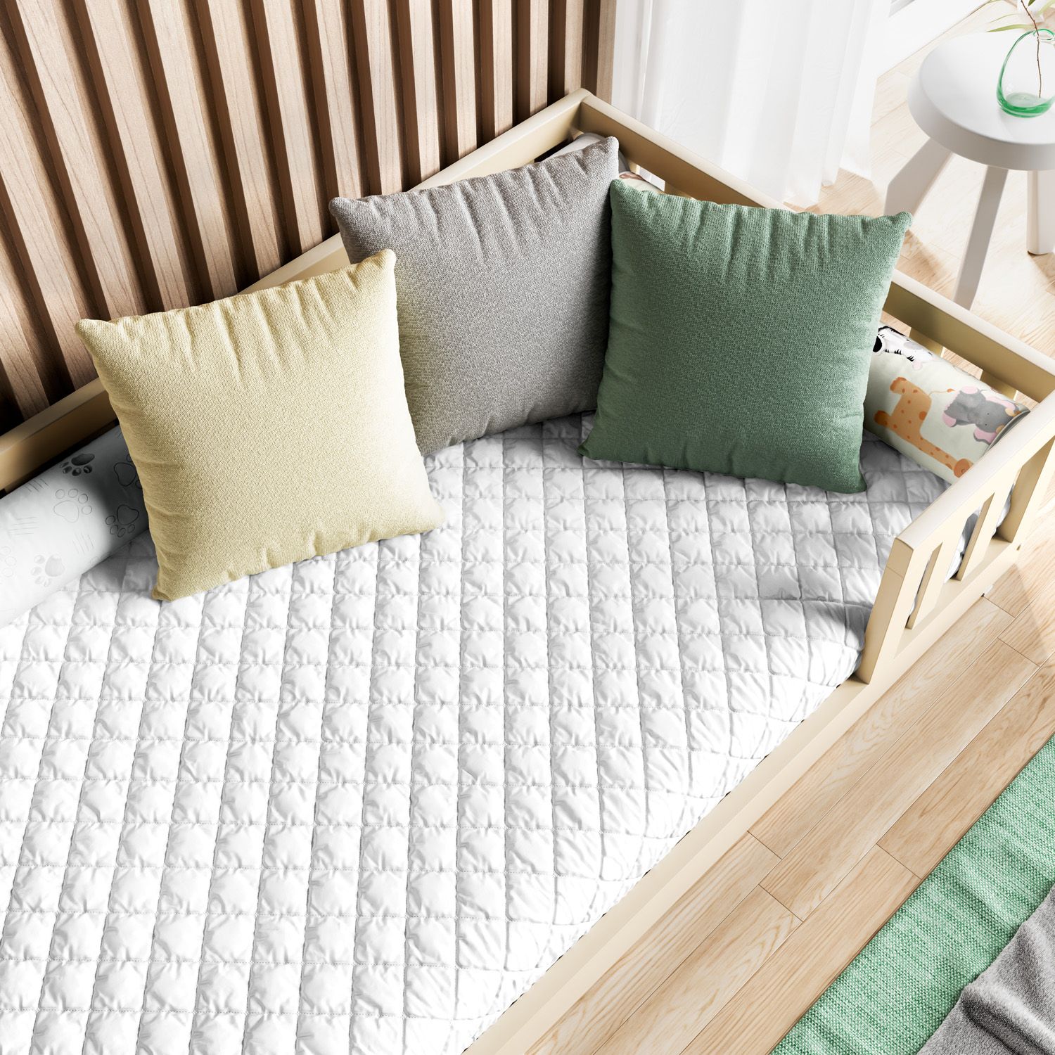 Edredom Solteiro Montessoriano Matelassê Cinza