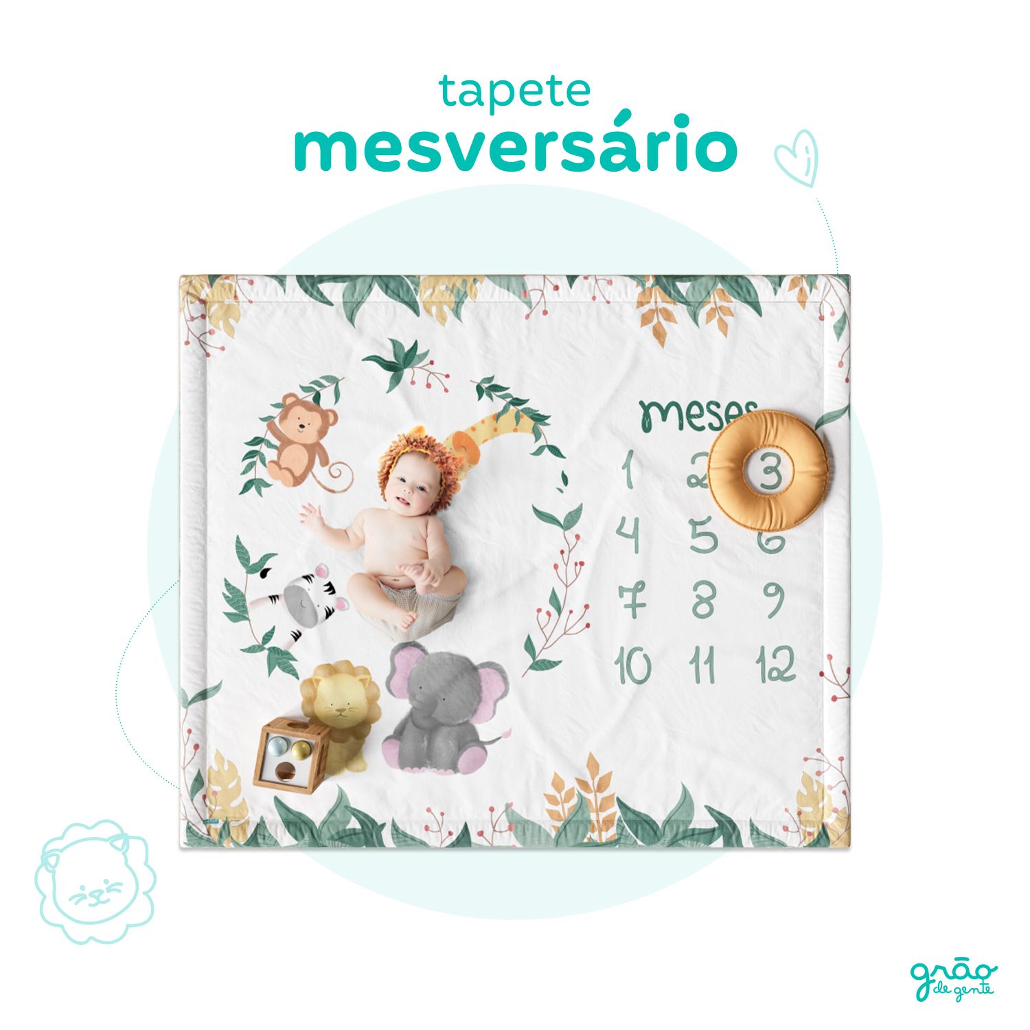 Tapete Mesversário Safári Aquarela