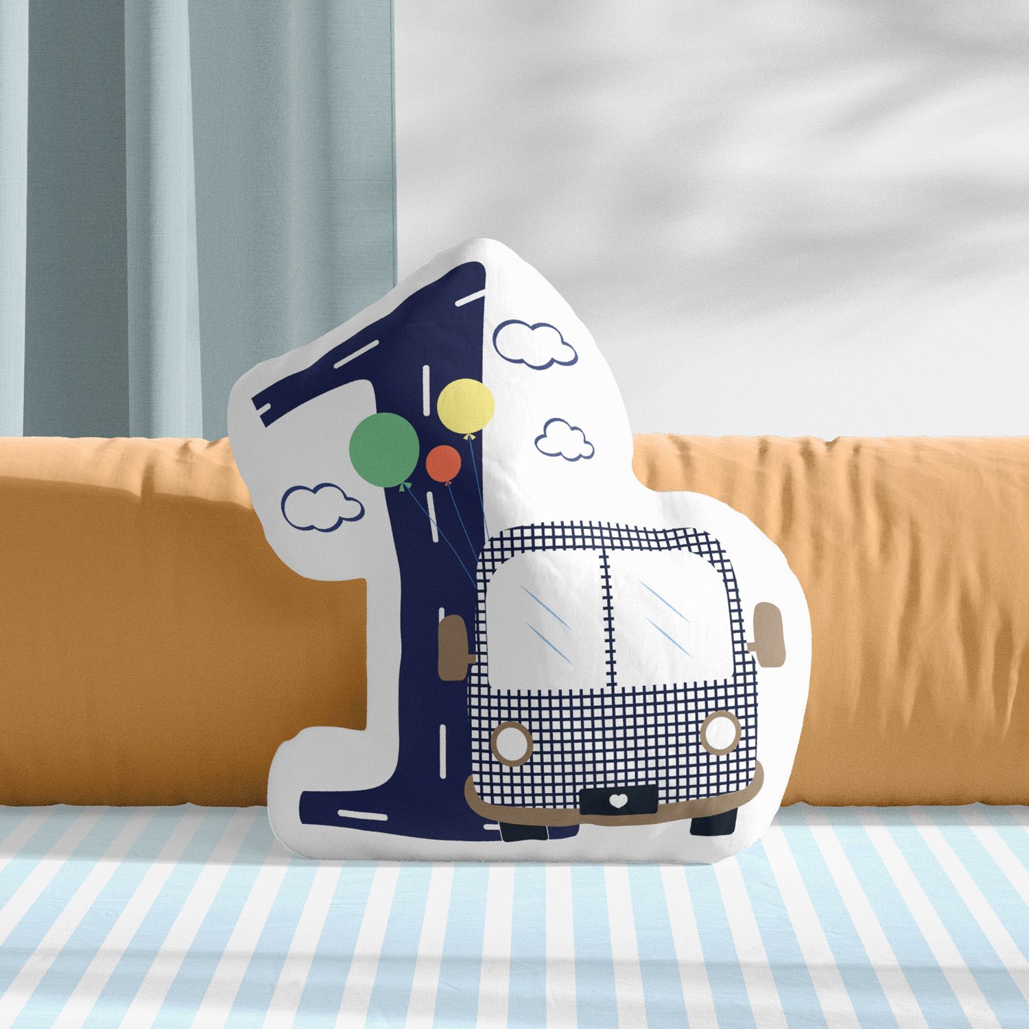 Almofada Mesversário Carrinhos Azul Marinho