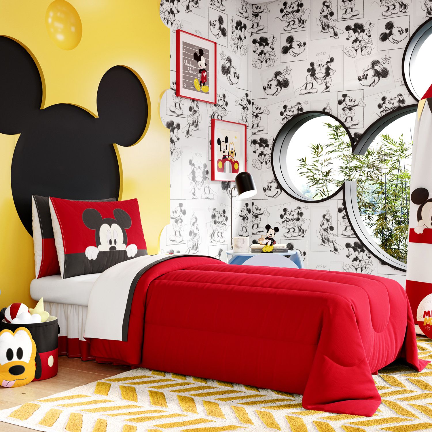 Kit Cama Infantil Solteiro Amiguinhos Mickey Mouse