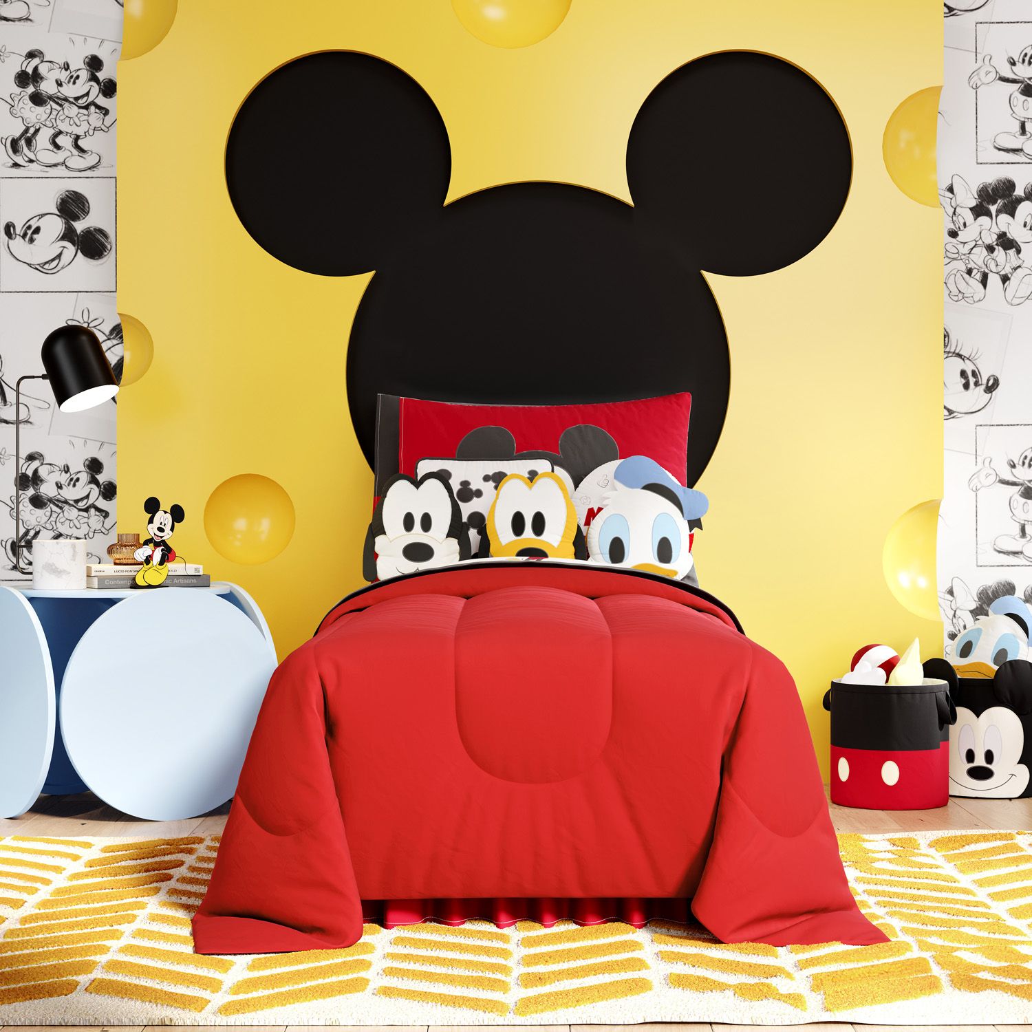 Kit Cama Infantil Solteiro Amiguinhos Mickey Mouse
