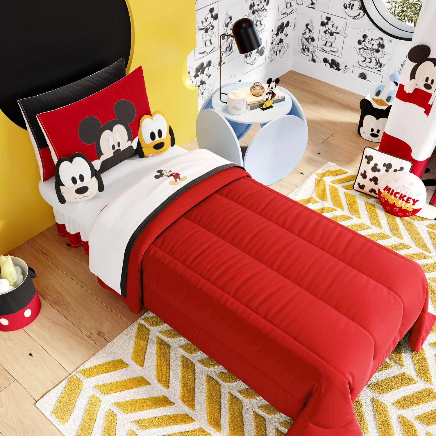 Kit Cama Infantil Solteiro Amiguinhos Mickey Mouse