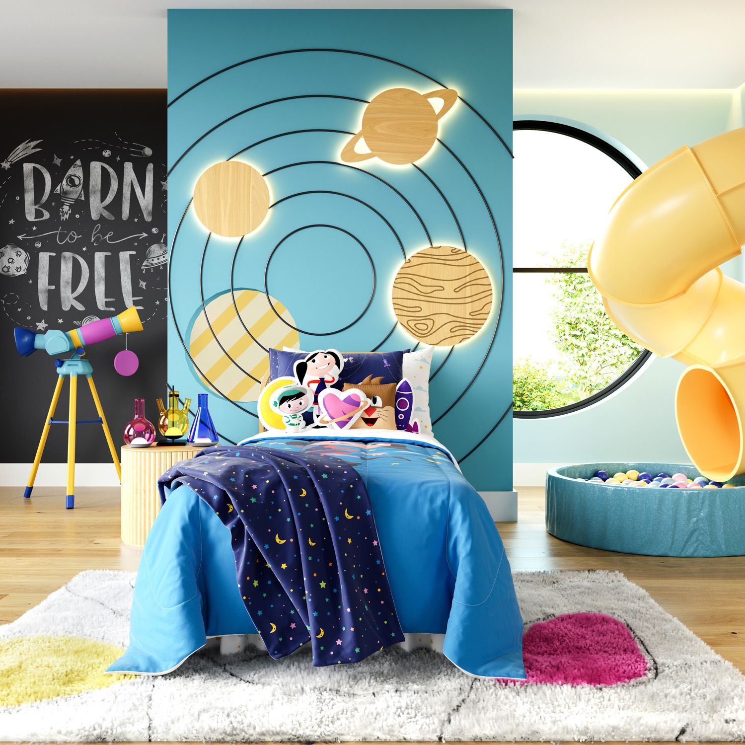 Kit Cama Infantil Solteiro O Show da Luna Espacial