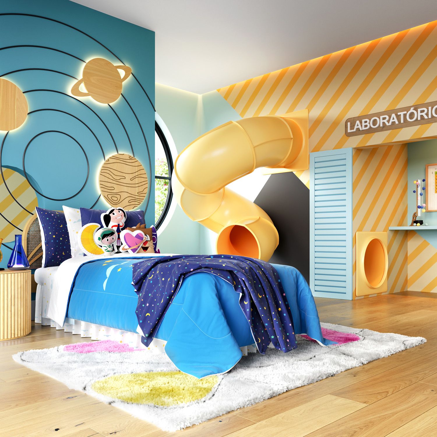 Kit Cama Infantil Solteiro O Show da Luna Espacial