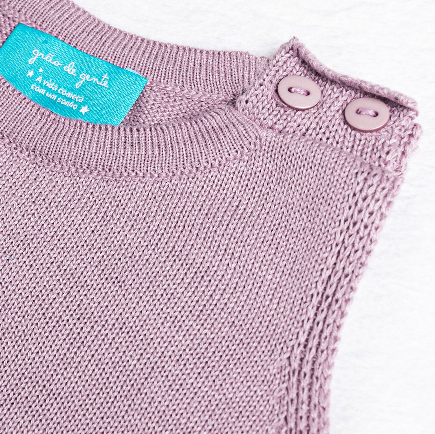 Saída Maternidade Tricot Trança Cinza Macaron