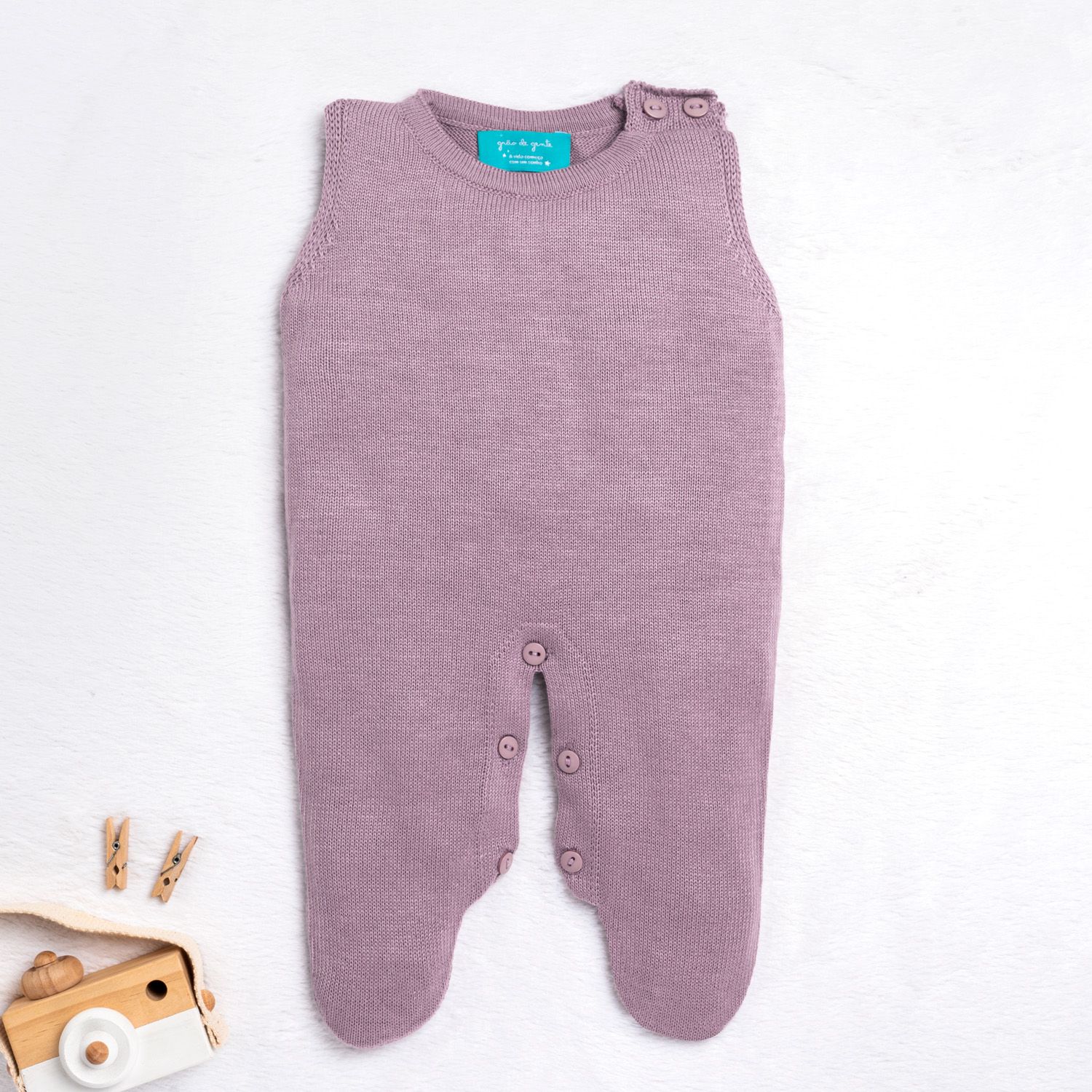 Saída Maternidade Tricot Trança Cinza Macaron