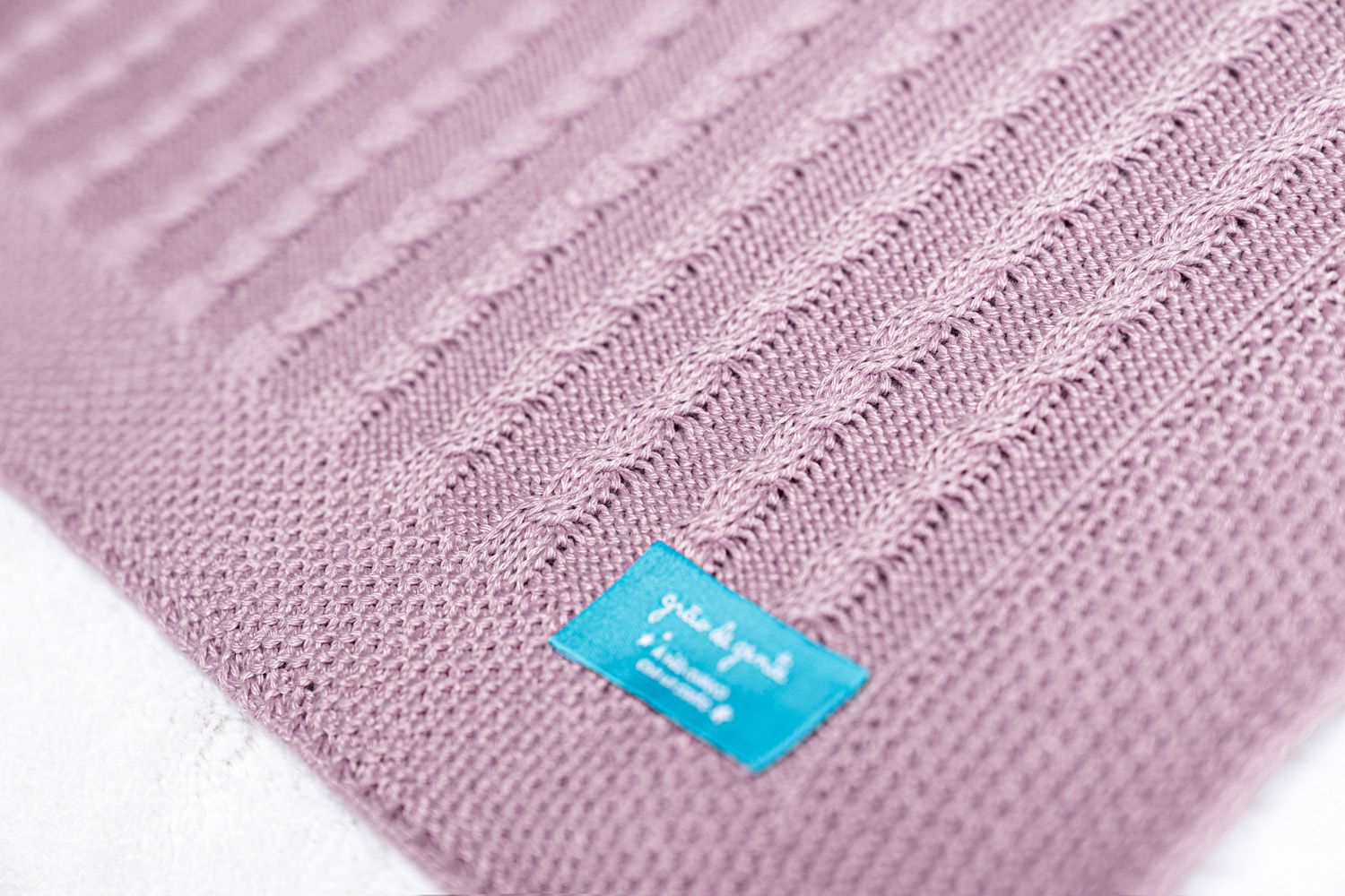 Manta Bebê Tricot Trança Azul Marinho 80cm