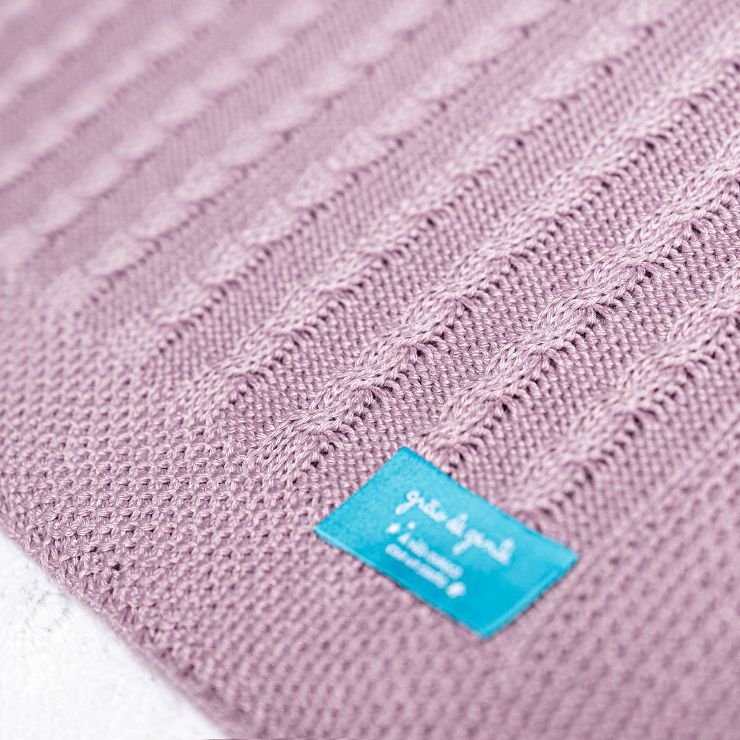 Manta Bebê Tricot Trança Azul Marinho 80cm