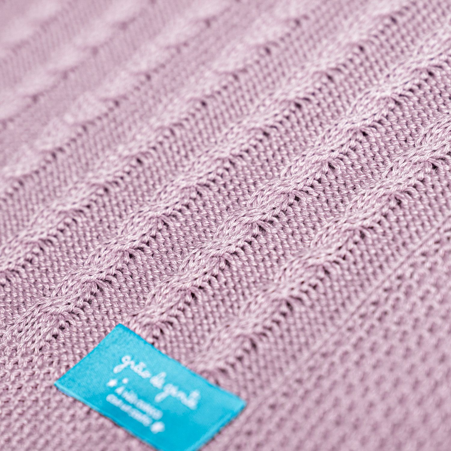 Manta Bebê Tricot Trança Azul Marinho 80cm