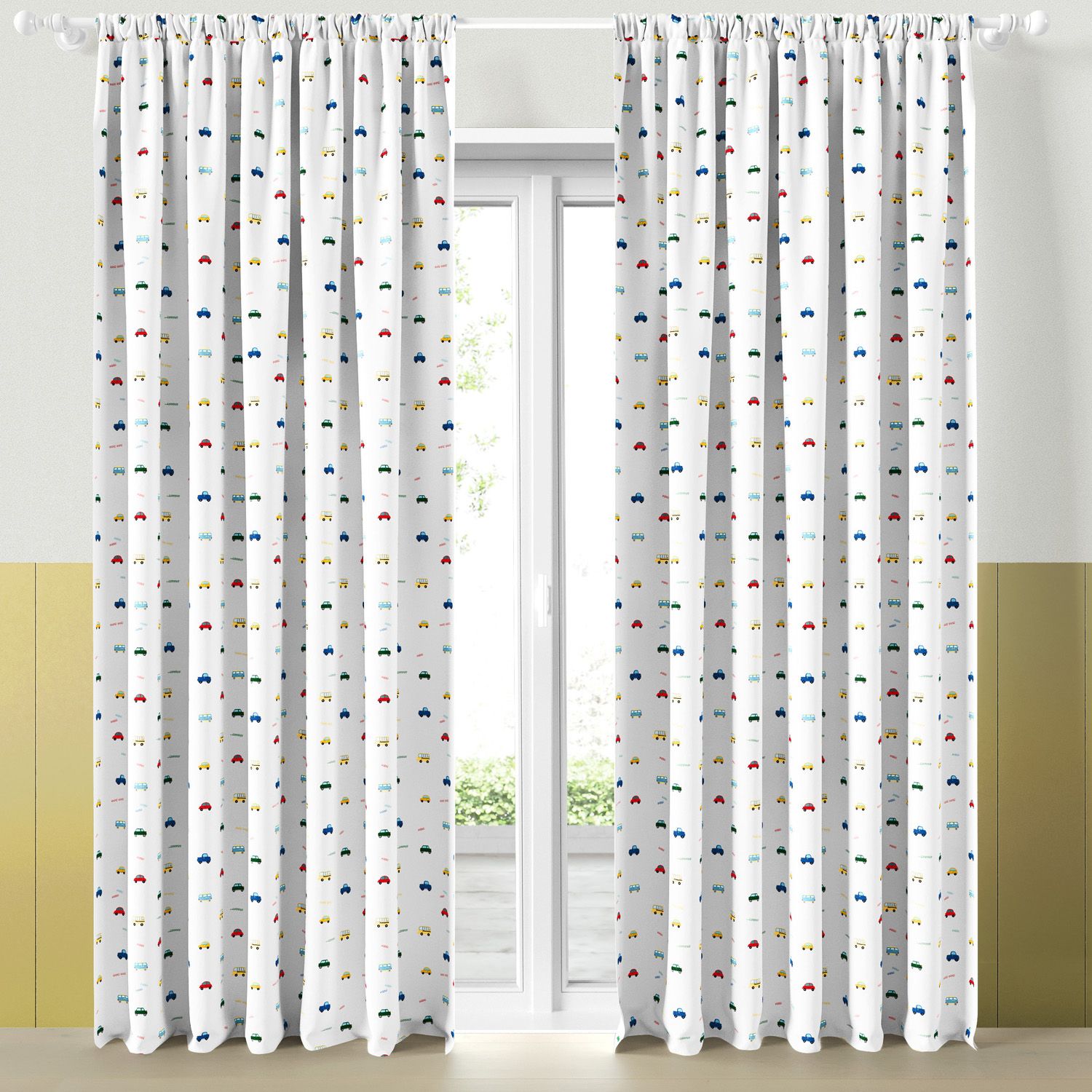 Cortina Infantil e Bebê Amiguinhos Carrinhos Coloridos