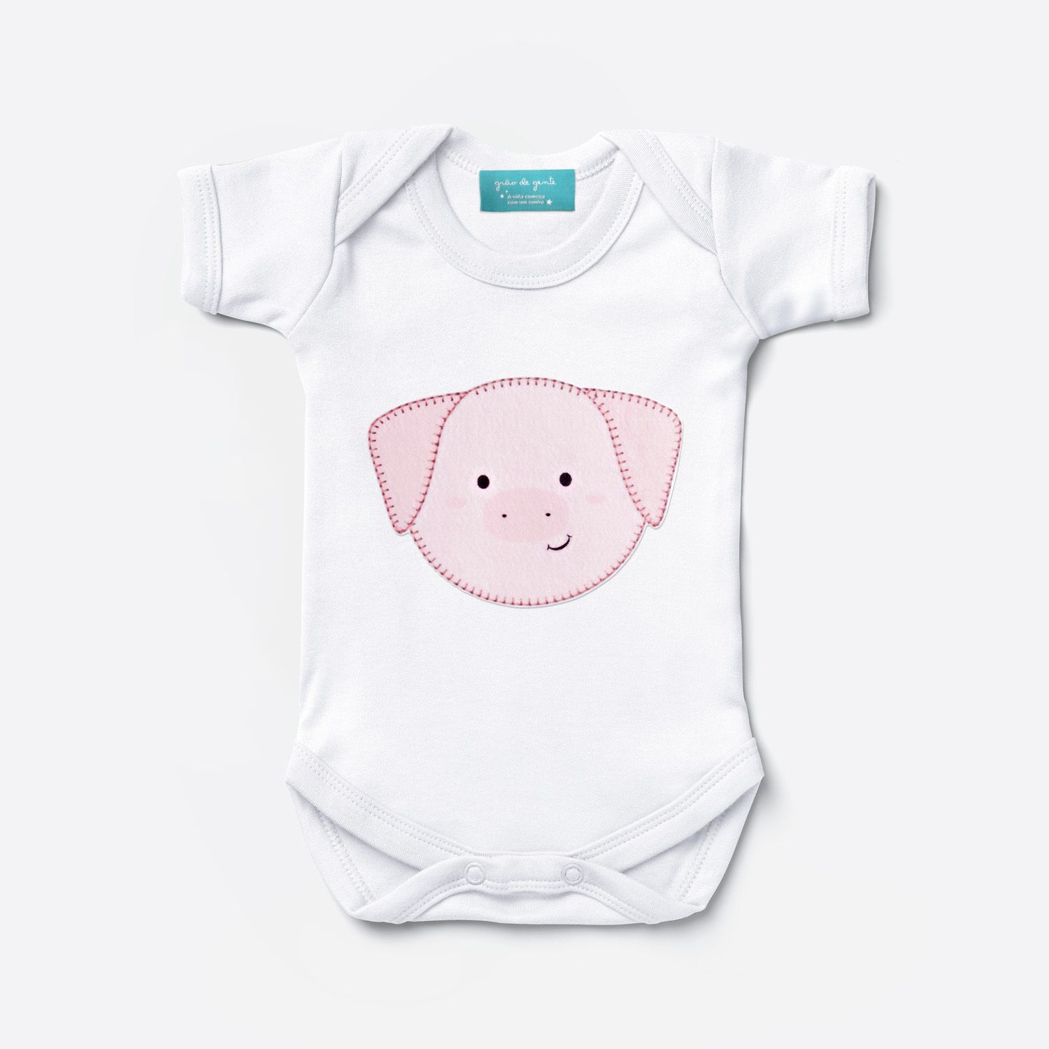 Body Manga Curta Amiguinho Porquinho Tam P