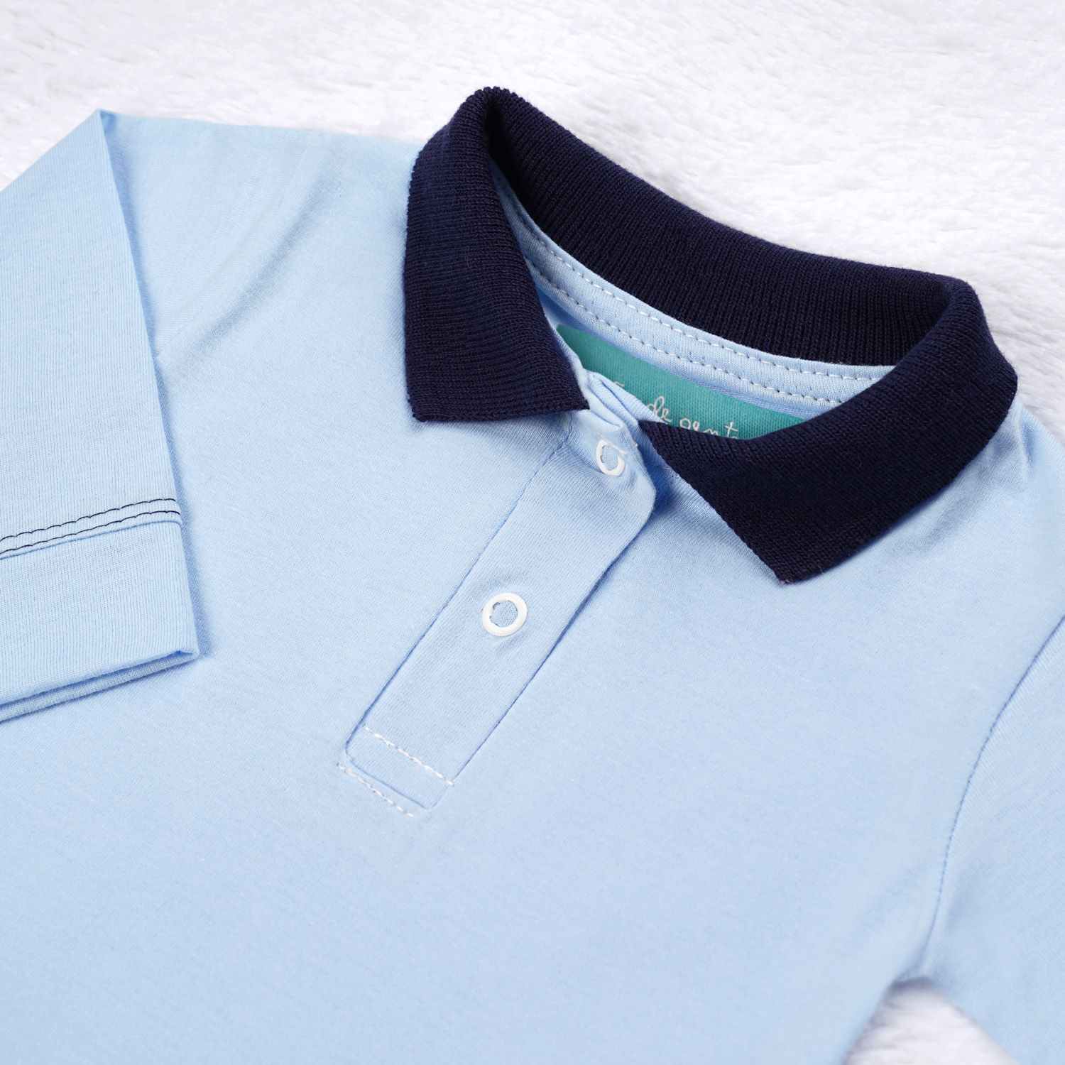 Body Manga Longa Gola Polo Azul Bebê e Marinho