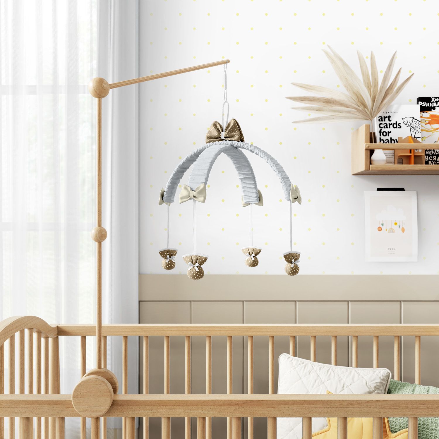 Móbile Poá Bege e Cinza