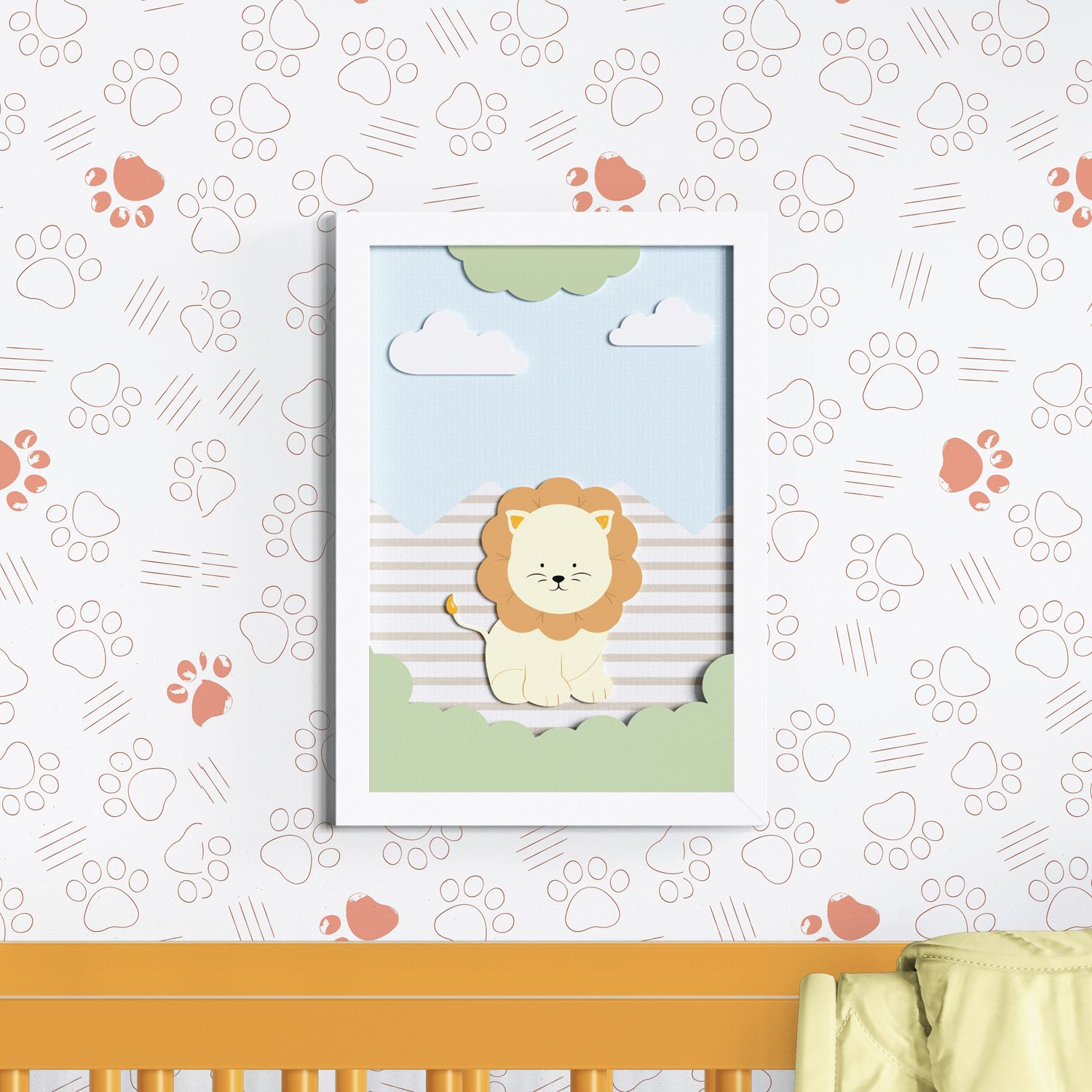 Quadro LED MDF Amiguinho Leão 35cm