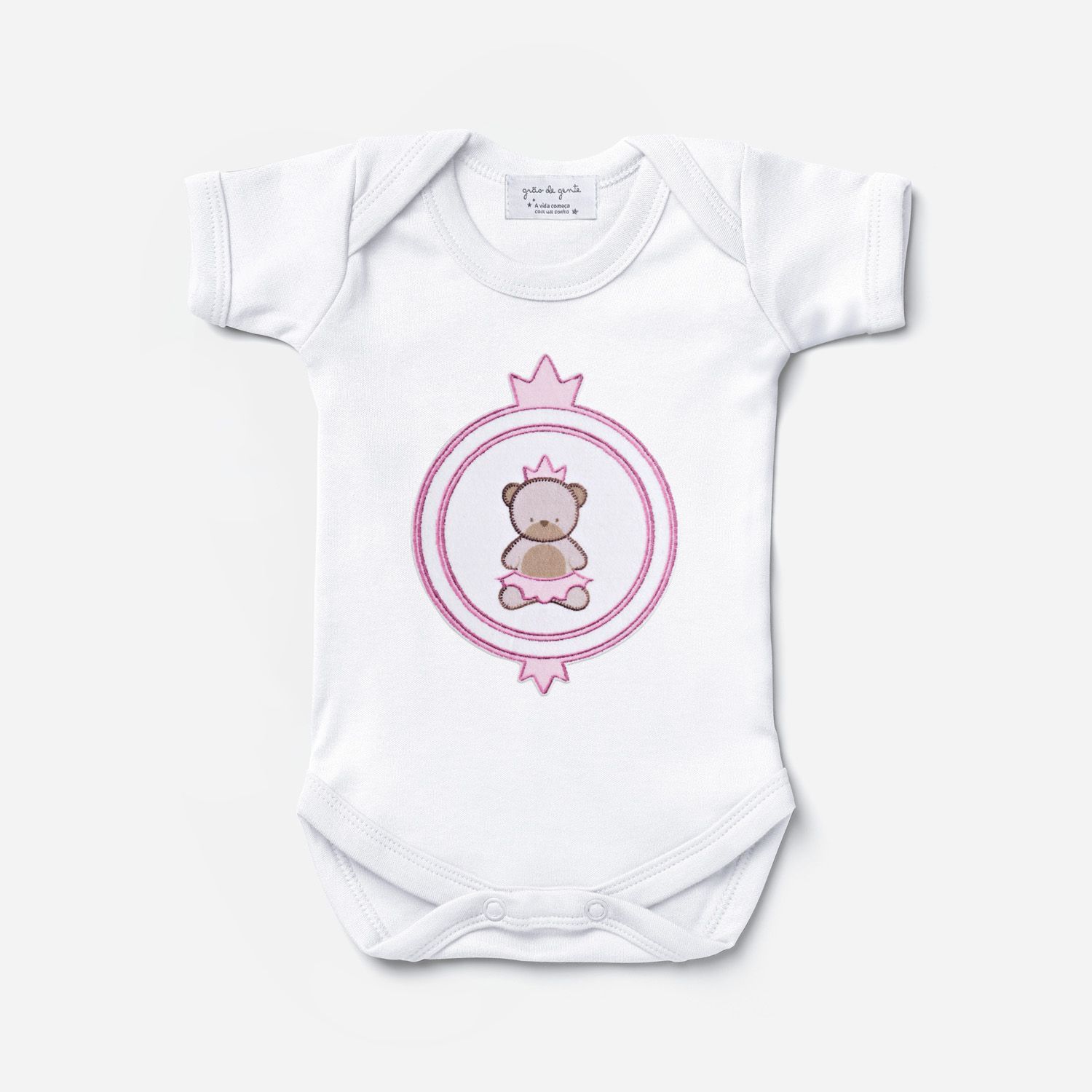 Body Manga Curta Ursinha Realeza Tam P