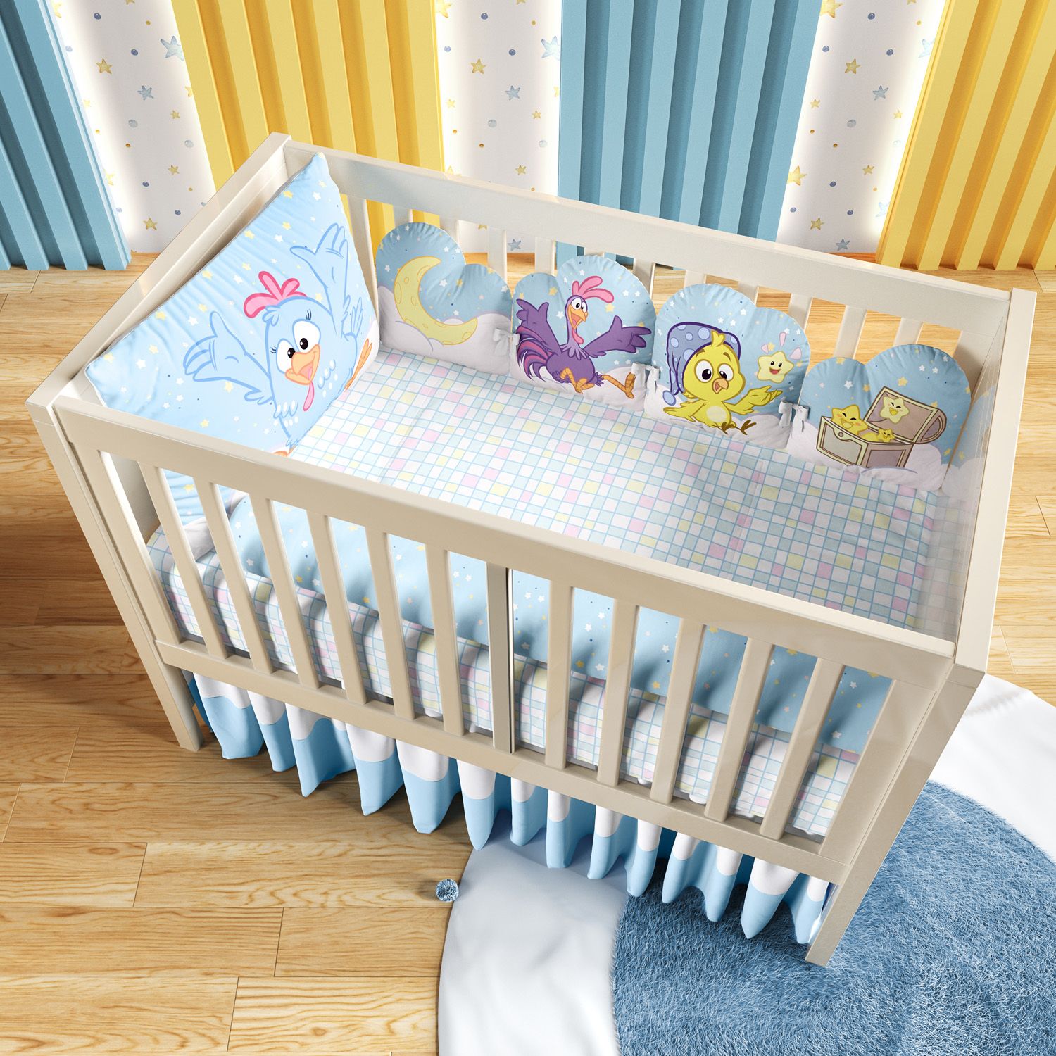 Kit Berço 3 em 1 Galinha Pintadinha Estrelinha