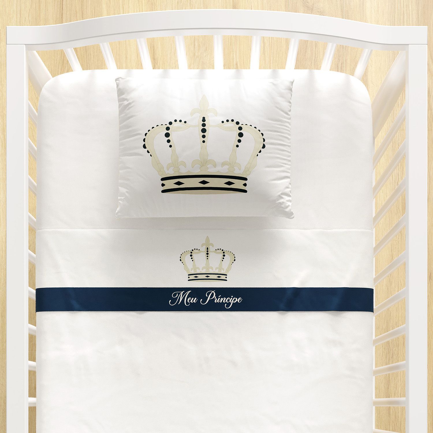 Jogo de Lençol Berço Coroa Meu Príncipe 3 Peças