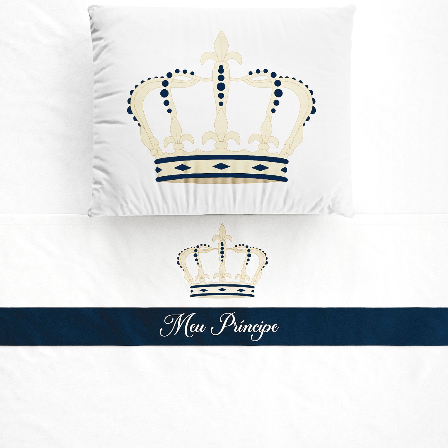 Jogo de Lençol Berço Coroa Meu Príncipe 3 Peças