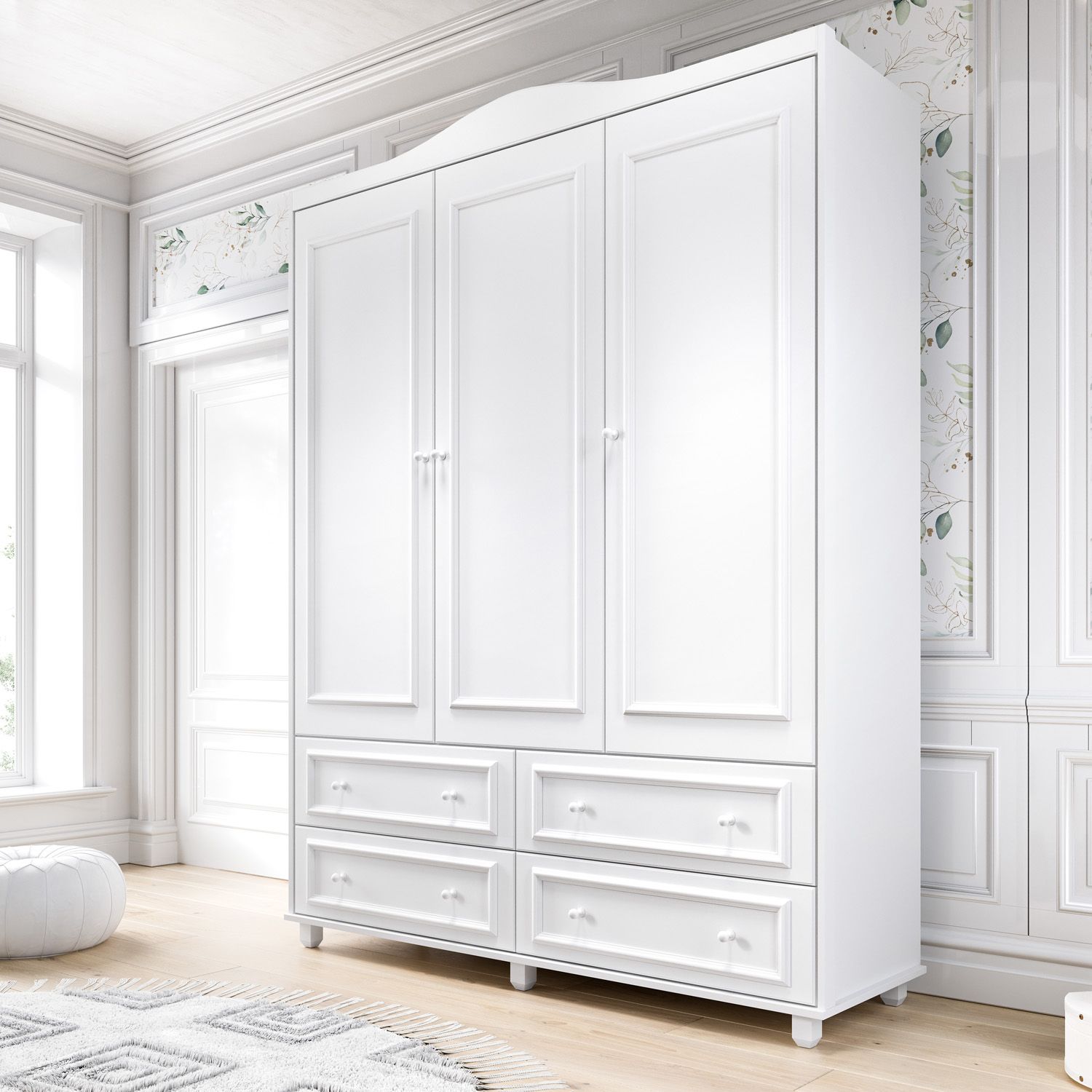 Guarda Roupa Infantil Branco 3 Portas Paris