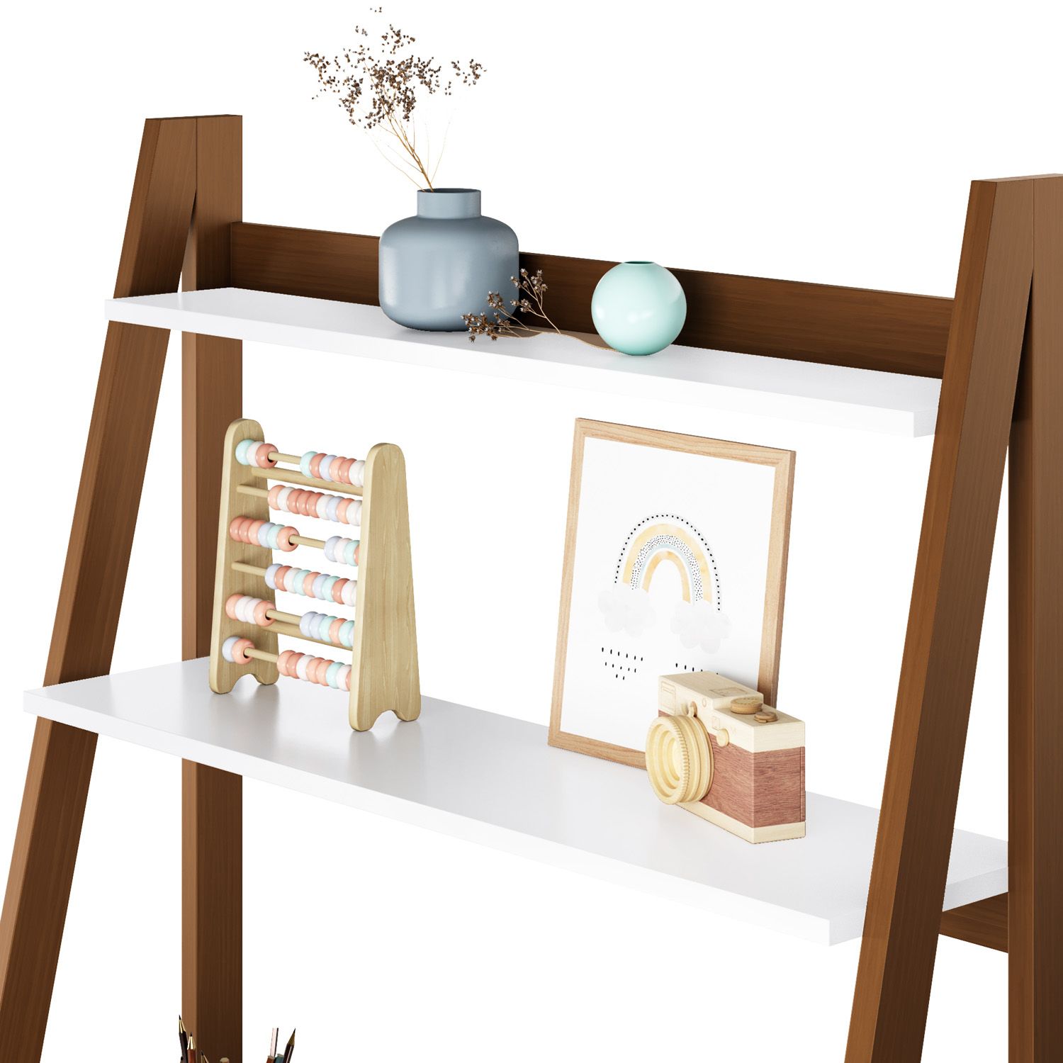 Mesa Estante Escada Branco