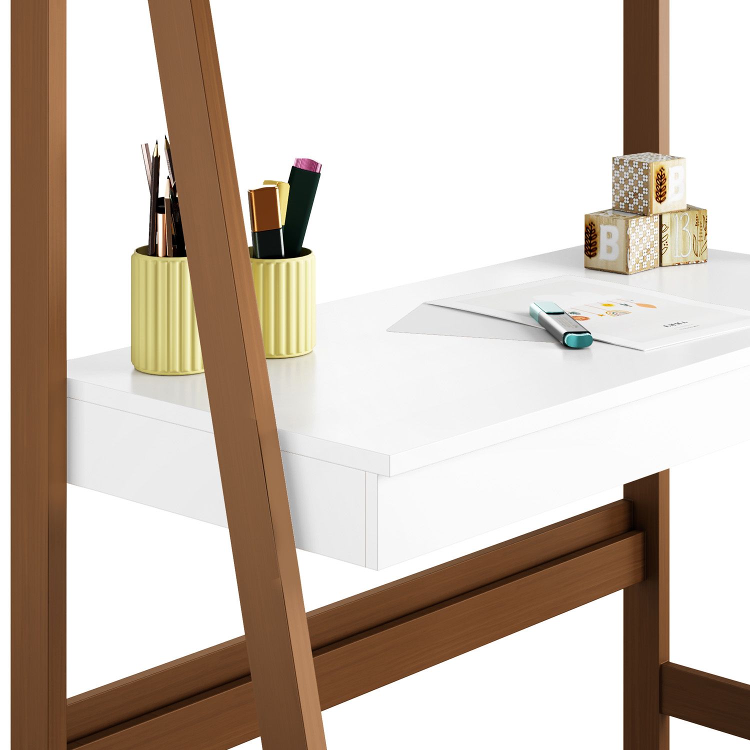 Mesa Estante Escada Branco