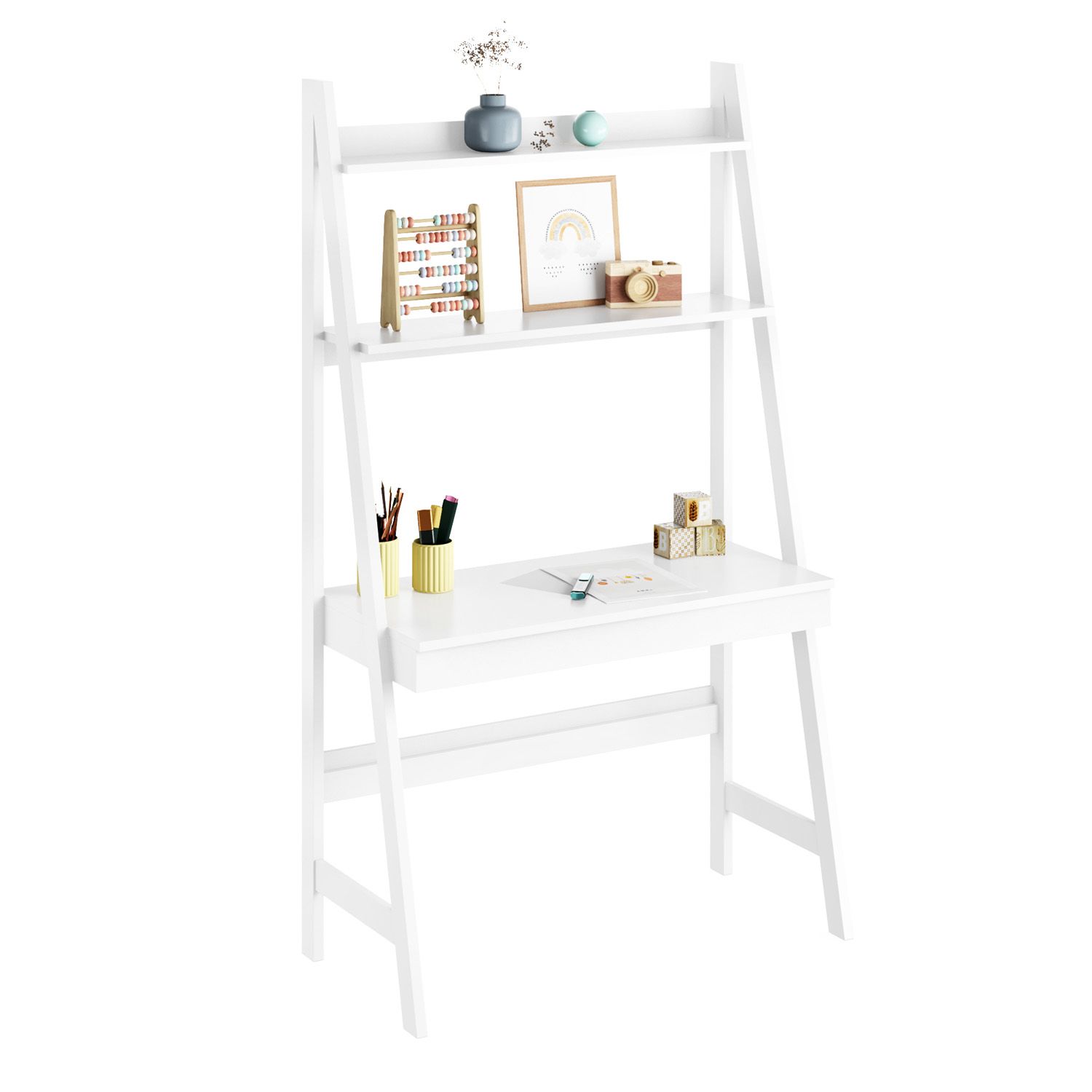 Mesa Estante Escada Branco