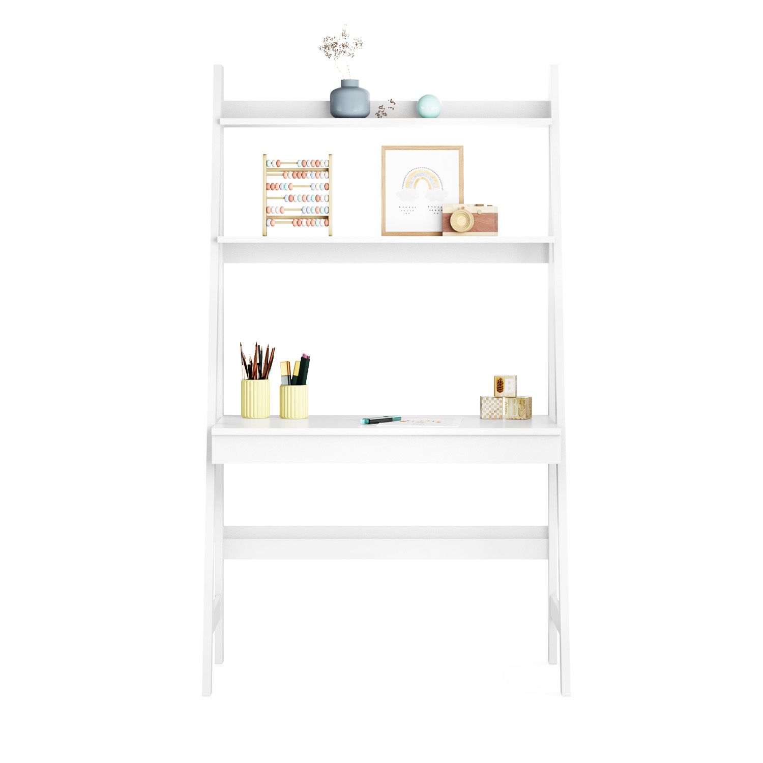 Mesa Estante Escada Branco