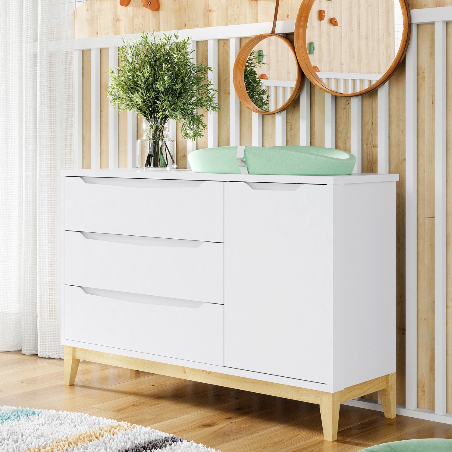 Cômoda Infantil Branco com Porta Retrô Amor Perfeito