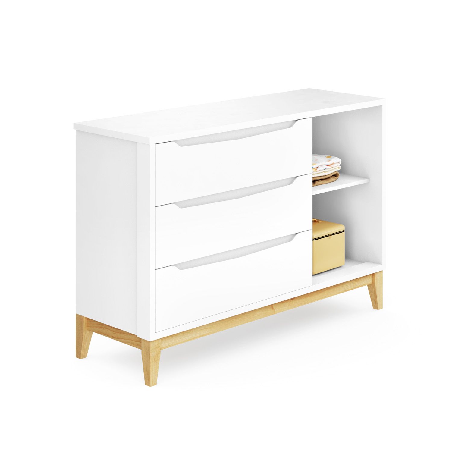 Cômoda Infantil Branco com Porta Retrô Amor Perfeito