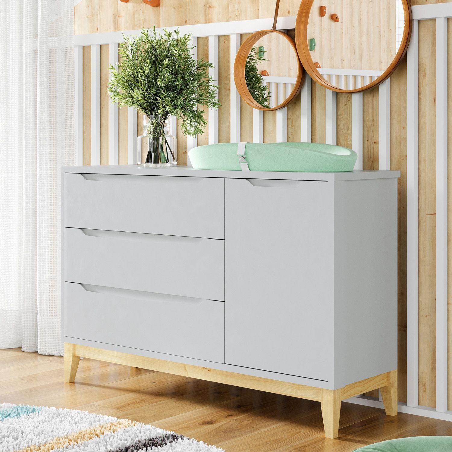 Cômoda Infantil Branco com Porta Retrô Amor Perfeito