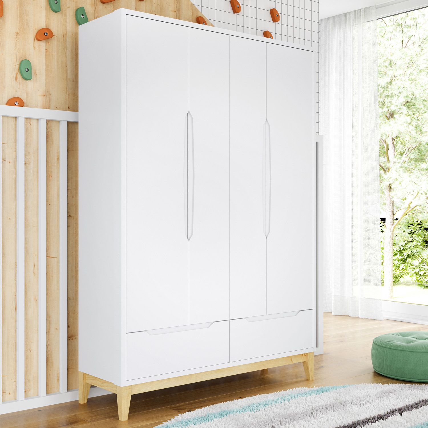 Guarda Roupa Infantil Branco 4 Portas Amor Perfeito