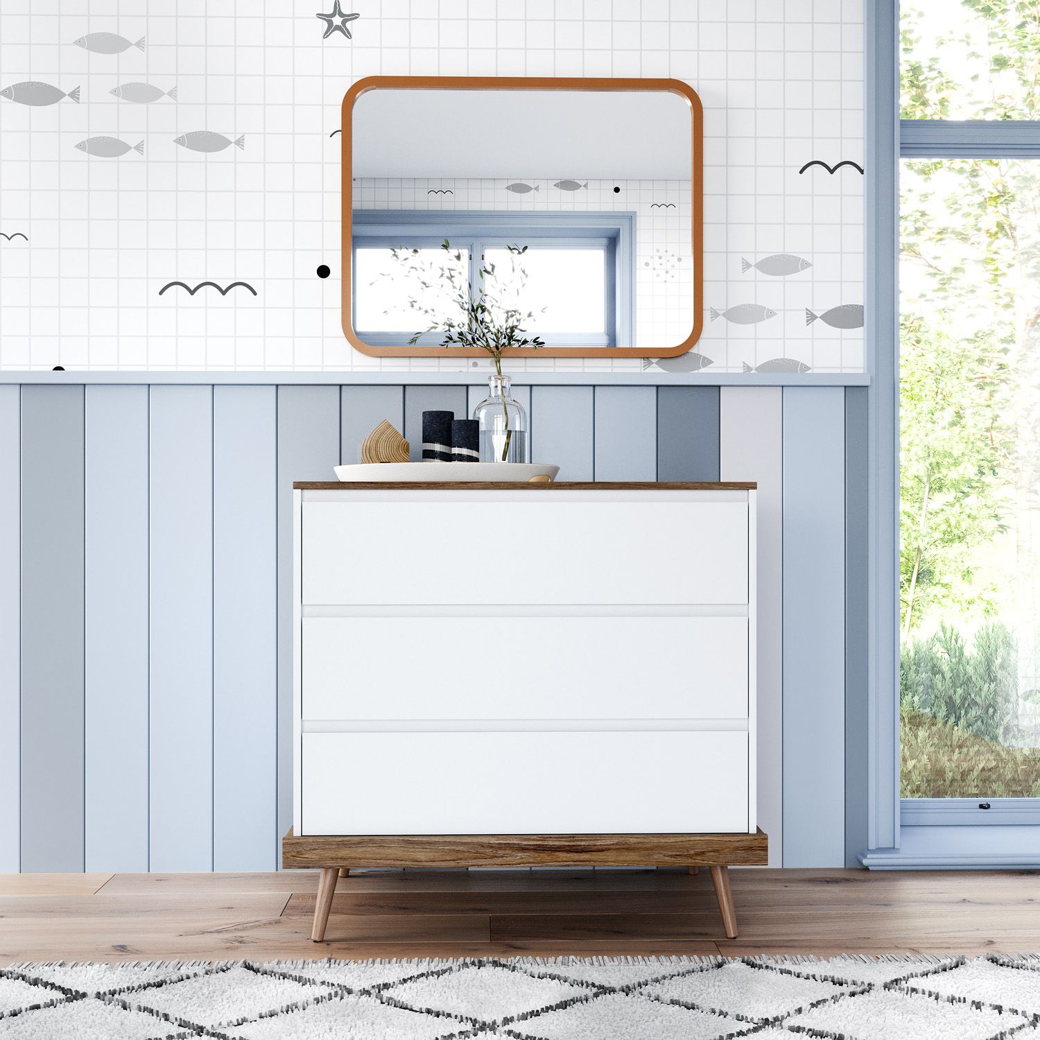 Cômoda Infantil Branco Retrô Canção de Ninar