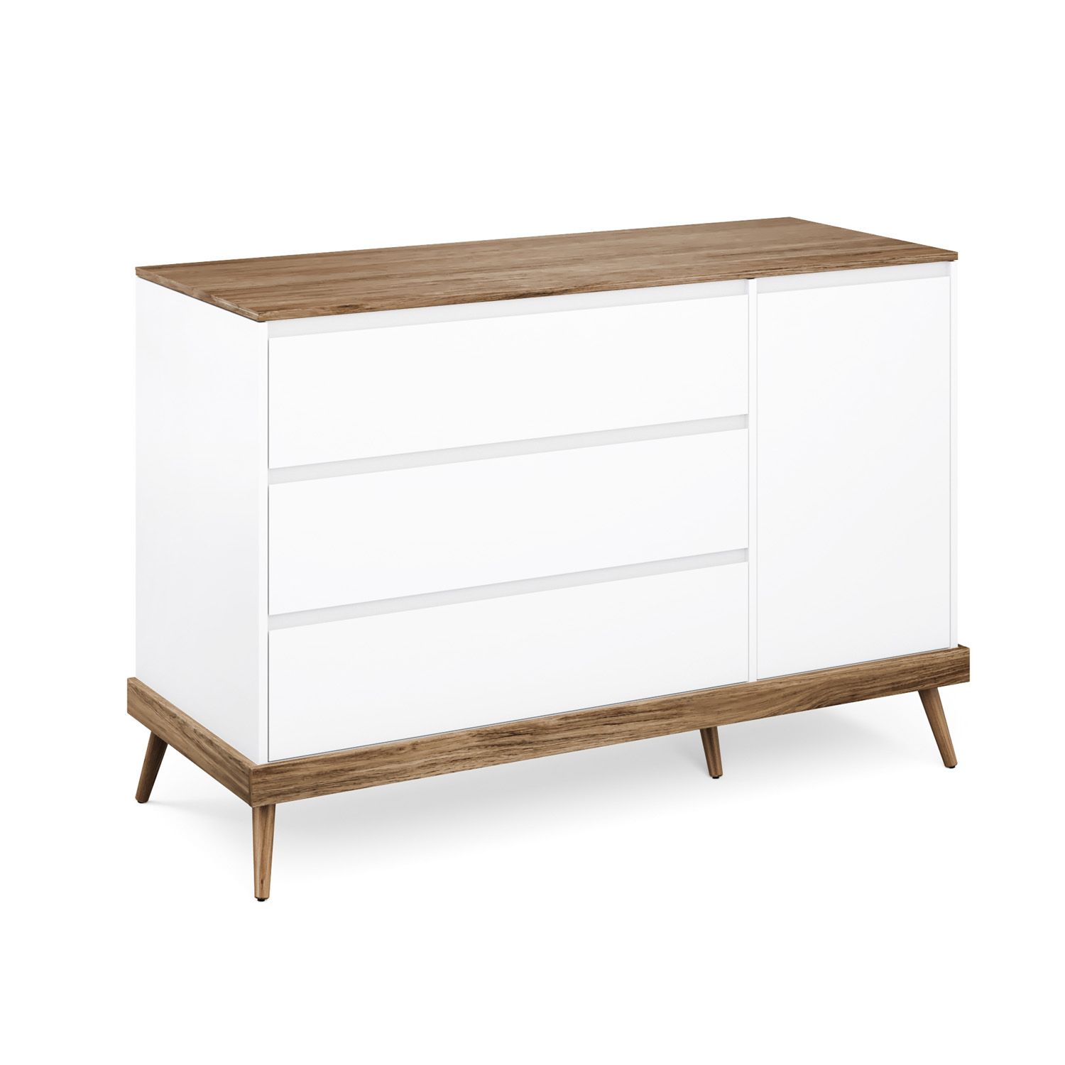 Cômoda Infantil Branco com Porta Retrô Canção de Ninar