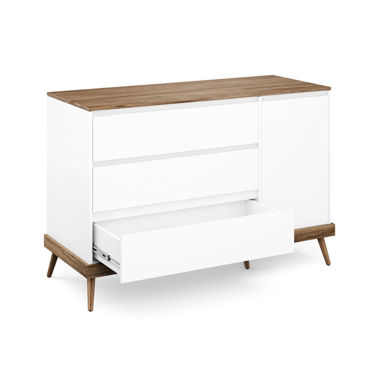 Cômoda Infantil Branco com Porta Retrô Canção de Ninar