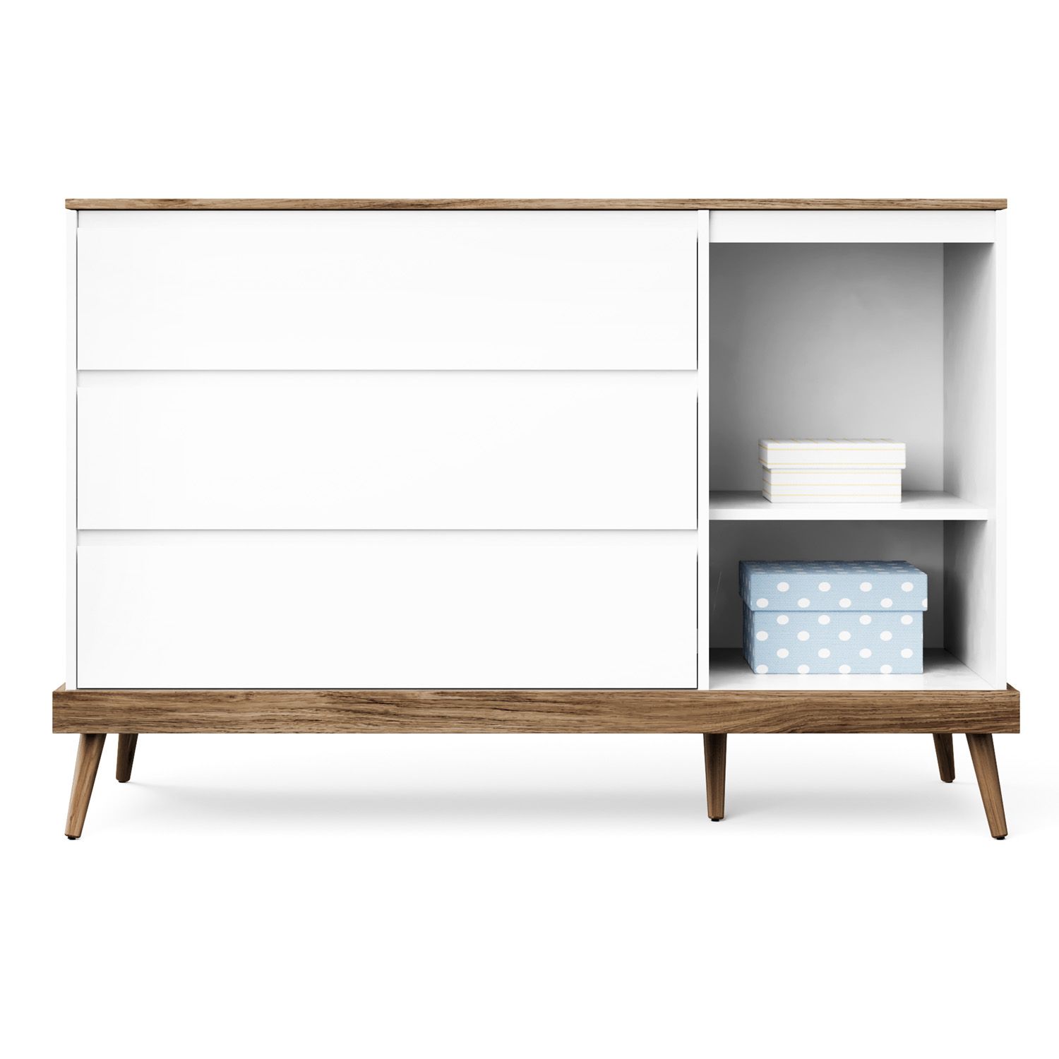 Cômoda Infantil Branco com Porta Retrô Canção de Ninar