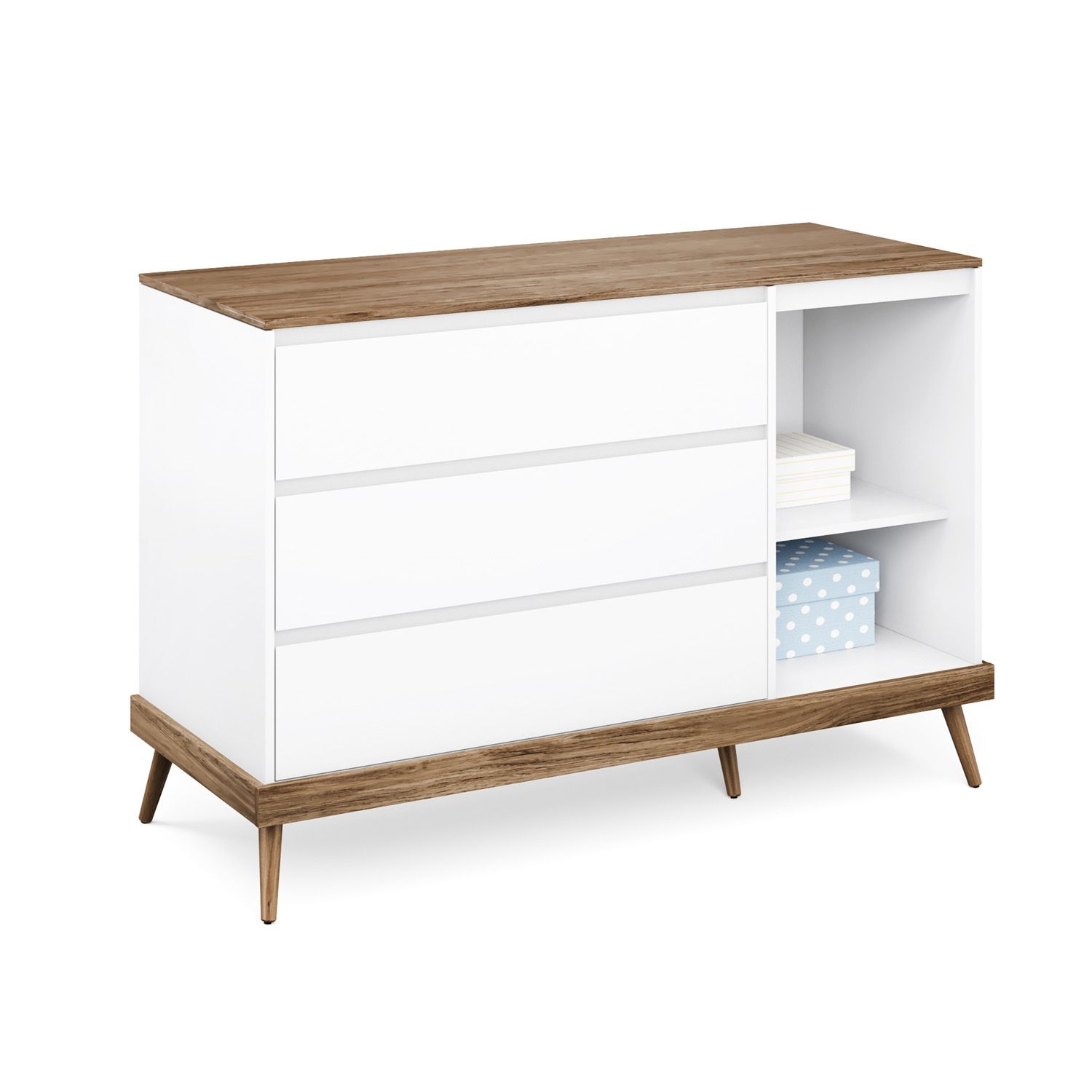 Cômoda Infantil Branco com Porta Retrô Canção de Ninar