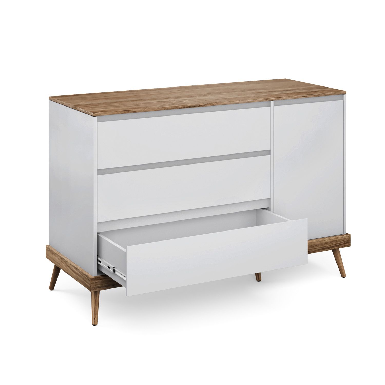 Cômoda Infantil Branco com Porta Retrô Canção de Ninar