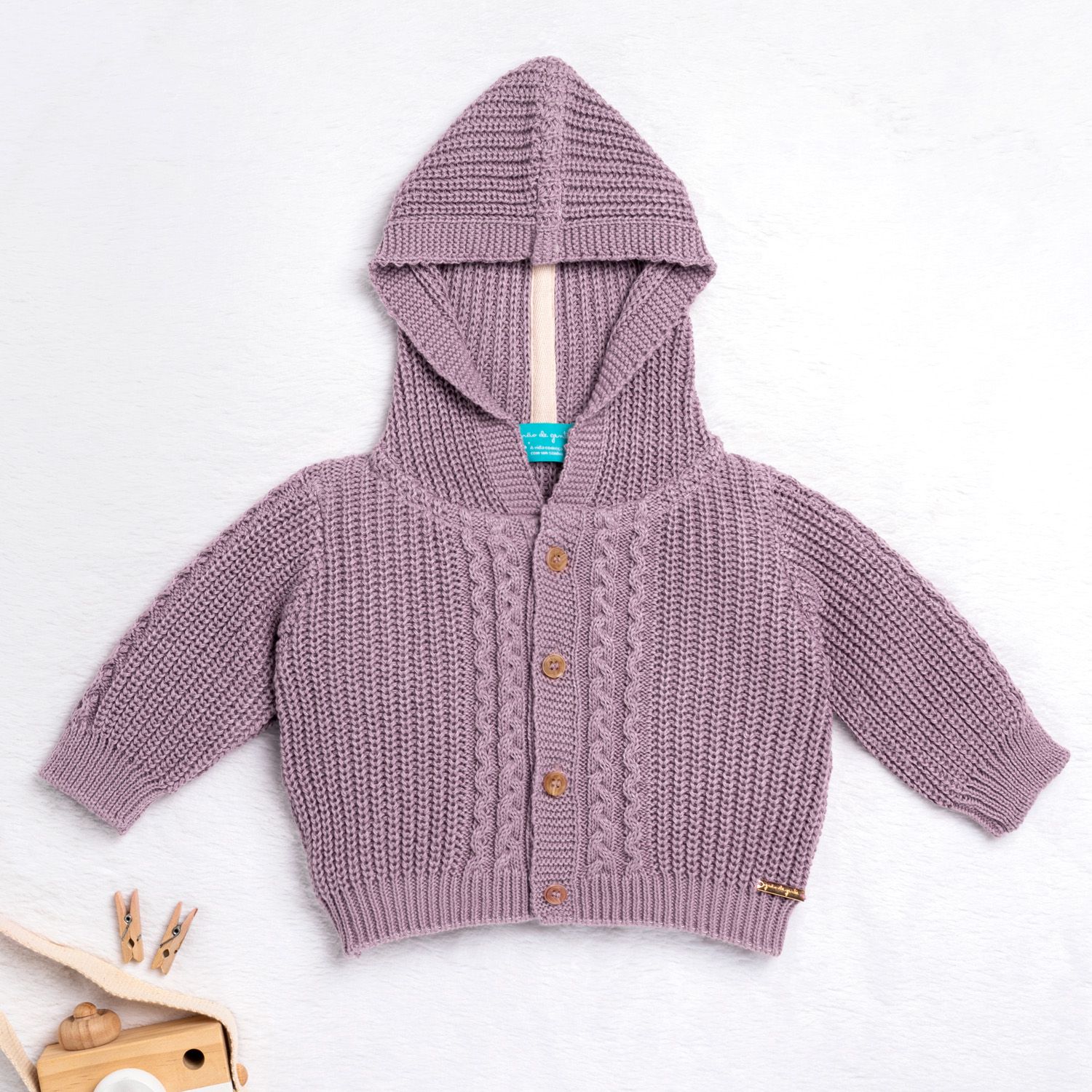 Casaquinho Tricot Capuccino com Capuz