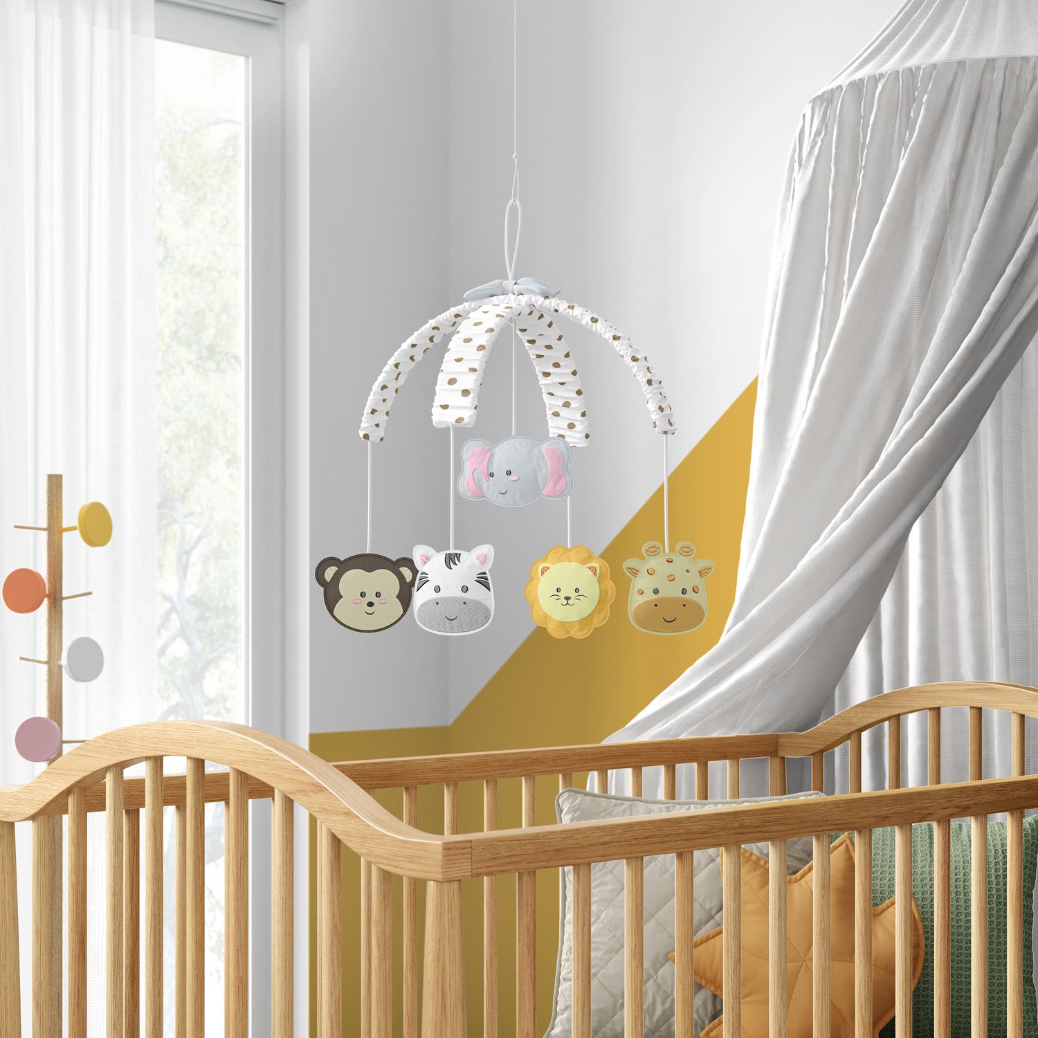 Móbile Amiguinhos Safári Poá Bege