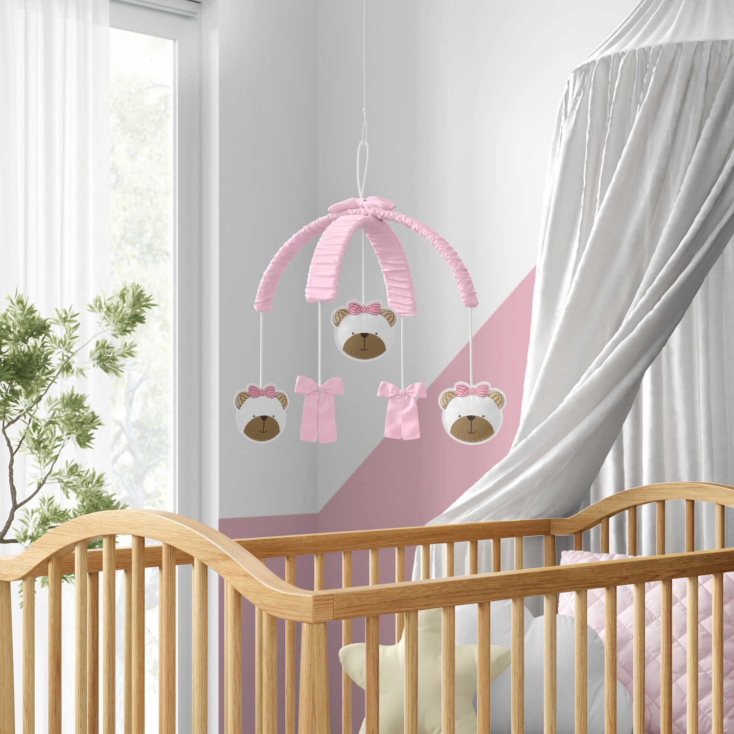 Móbile Ursinho e Laço Branco