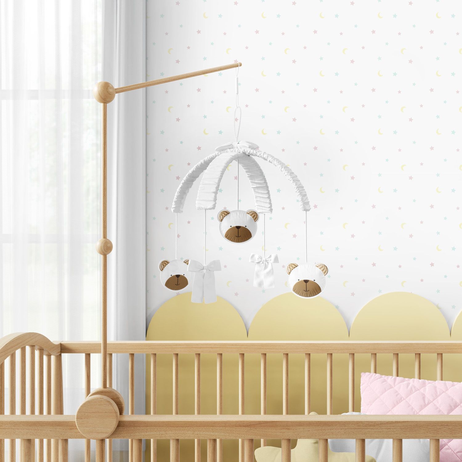 Móbile Ursinho e Laço Branco