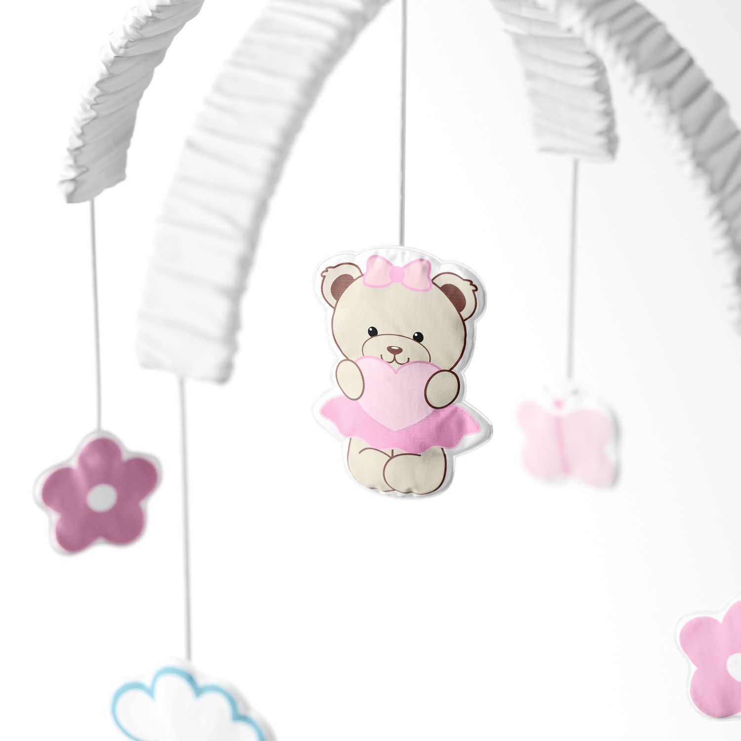 Móbile Ursinha Coração Rosa
