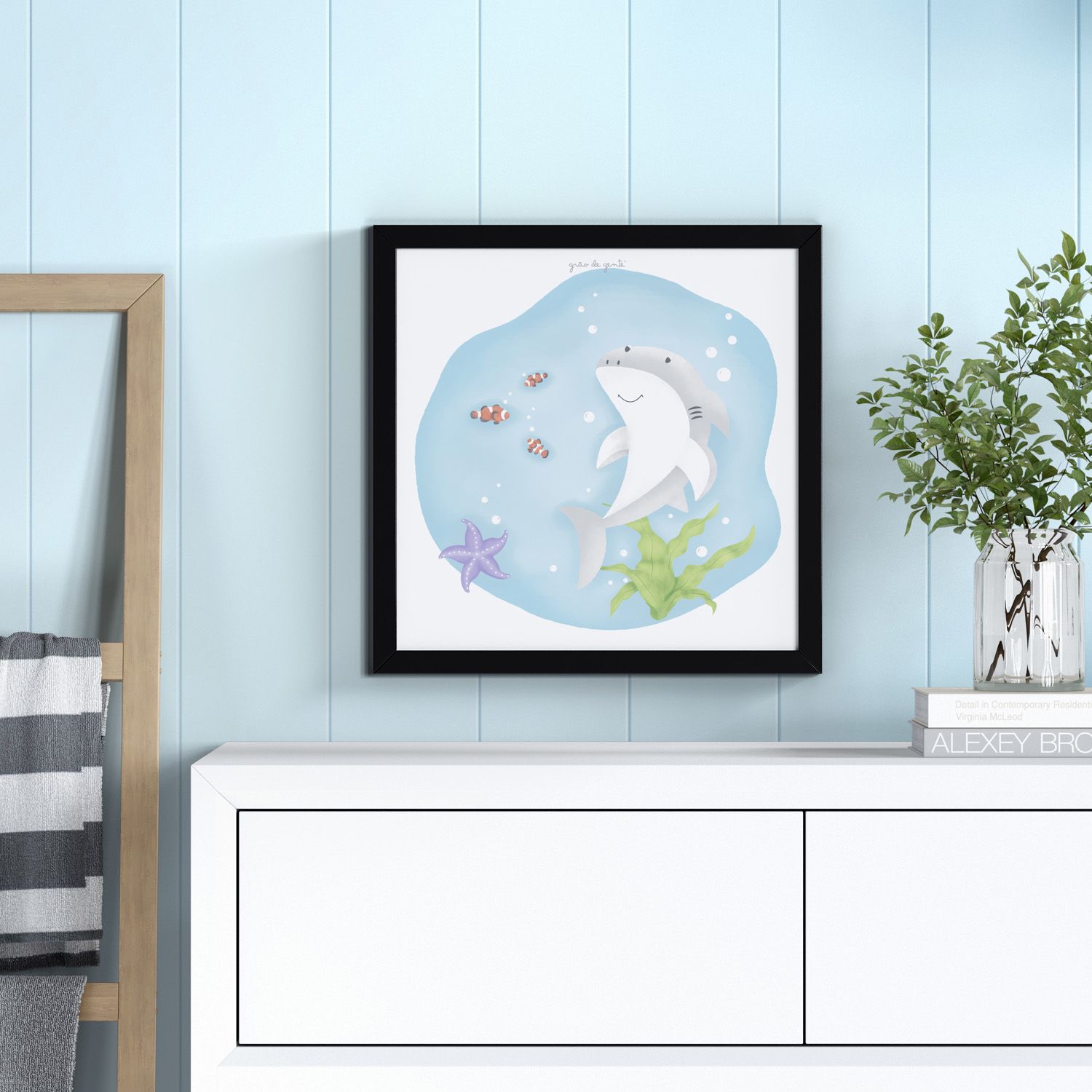 Quadro Fundo do Mar Pequeno Tubarão 38cm — vista alternativa