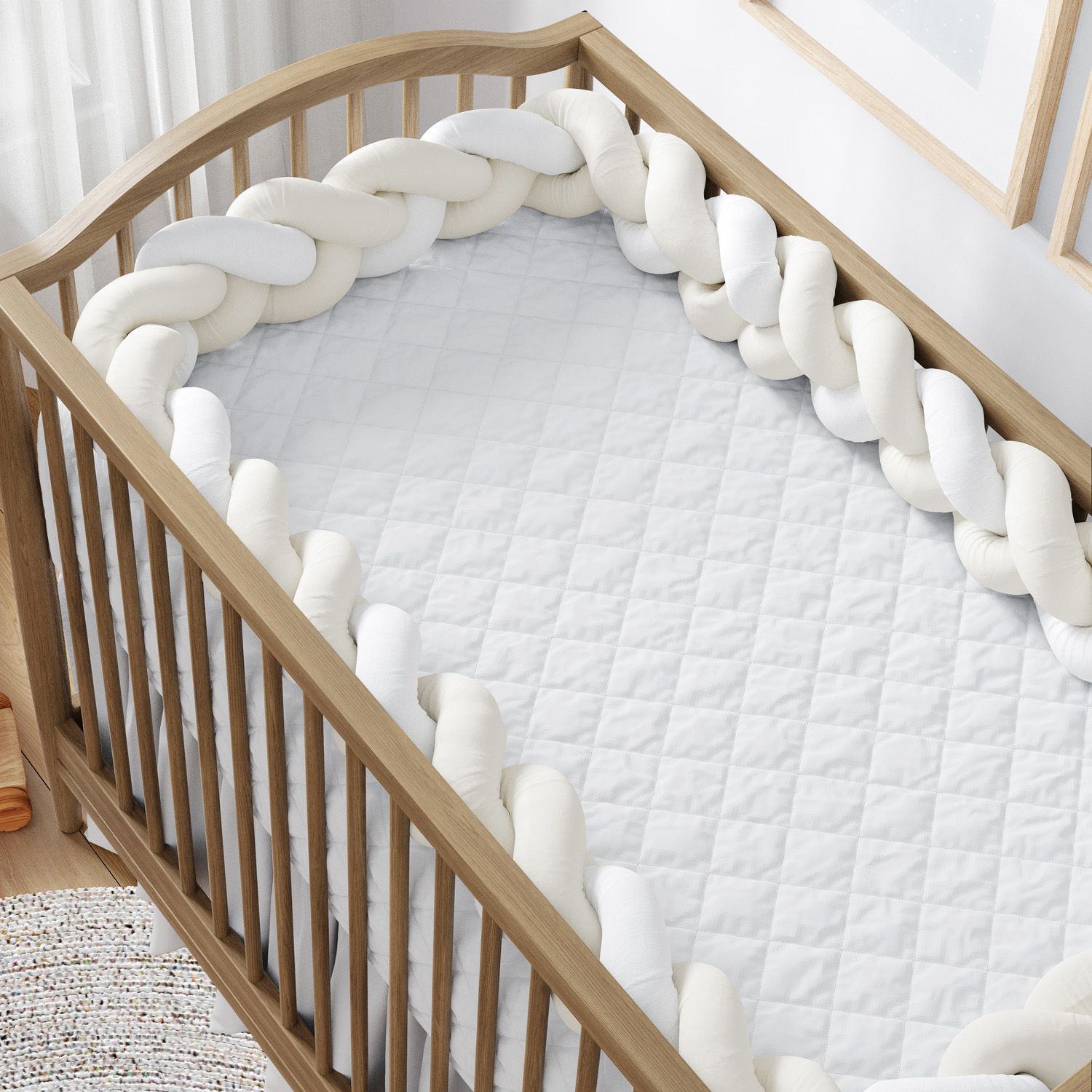 Trança Lateral Para Berço Bege e Branco 3,80M